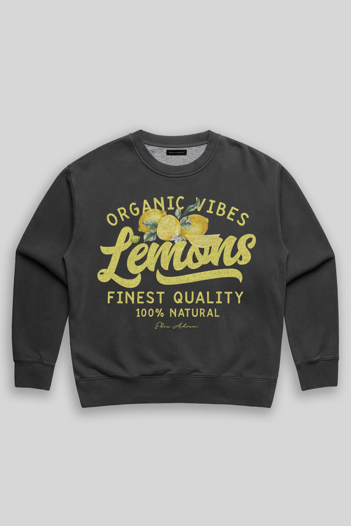 Eden Ashram Lemons Premium Faded Sweatshirt Faded Black