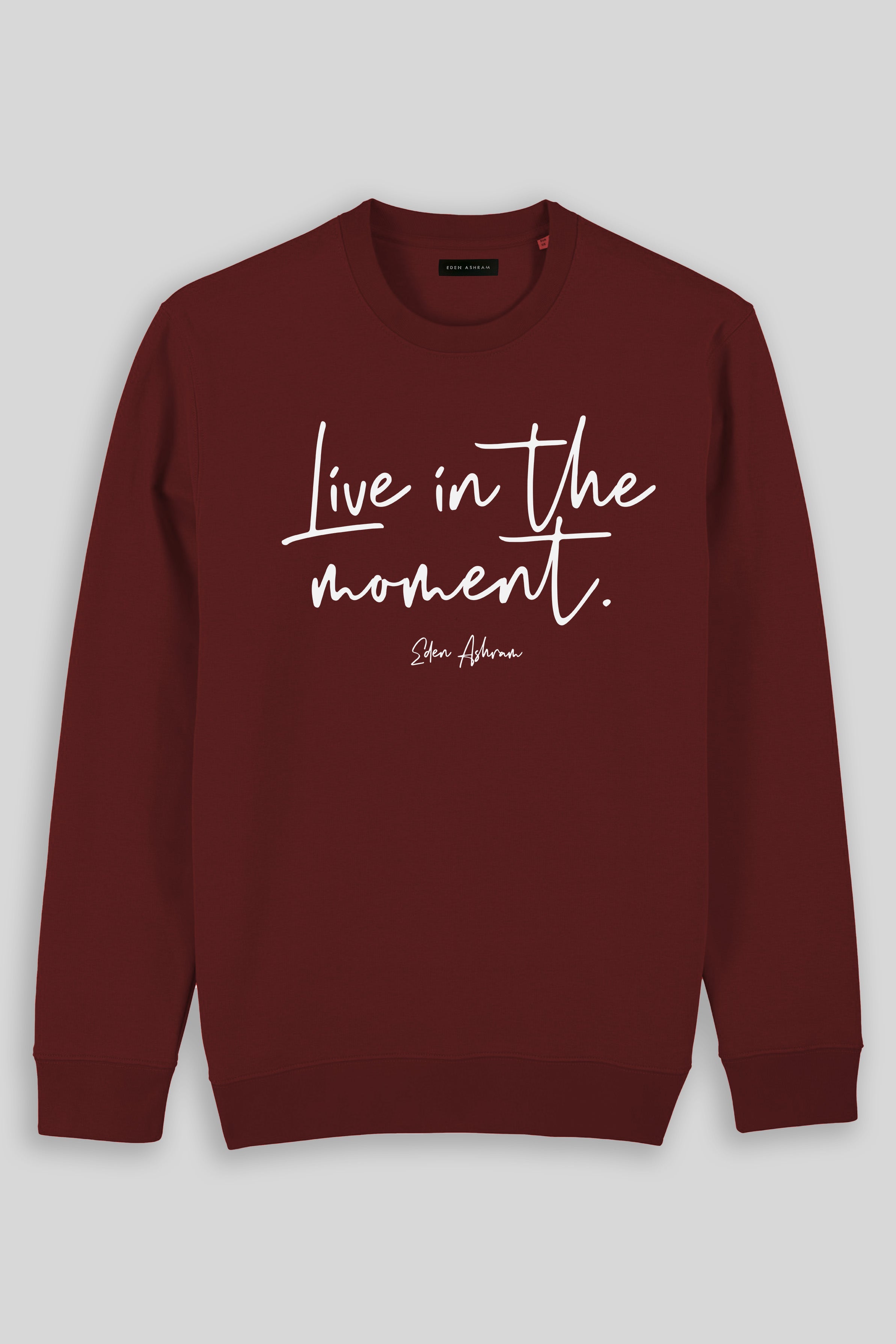 Eden Ashram Live In The Moment Iconic Sweatshirt Burgundy