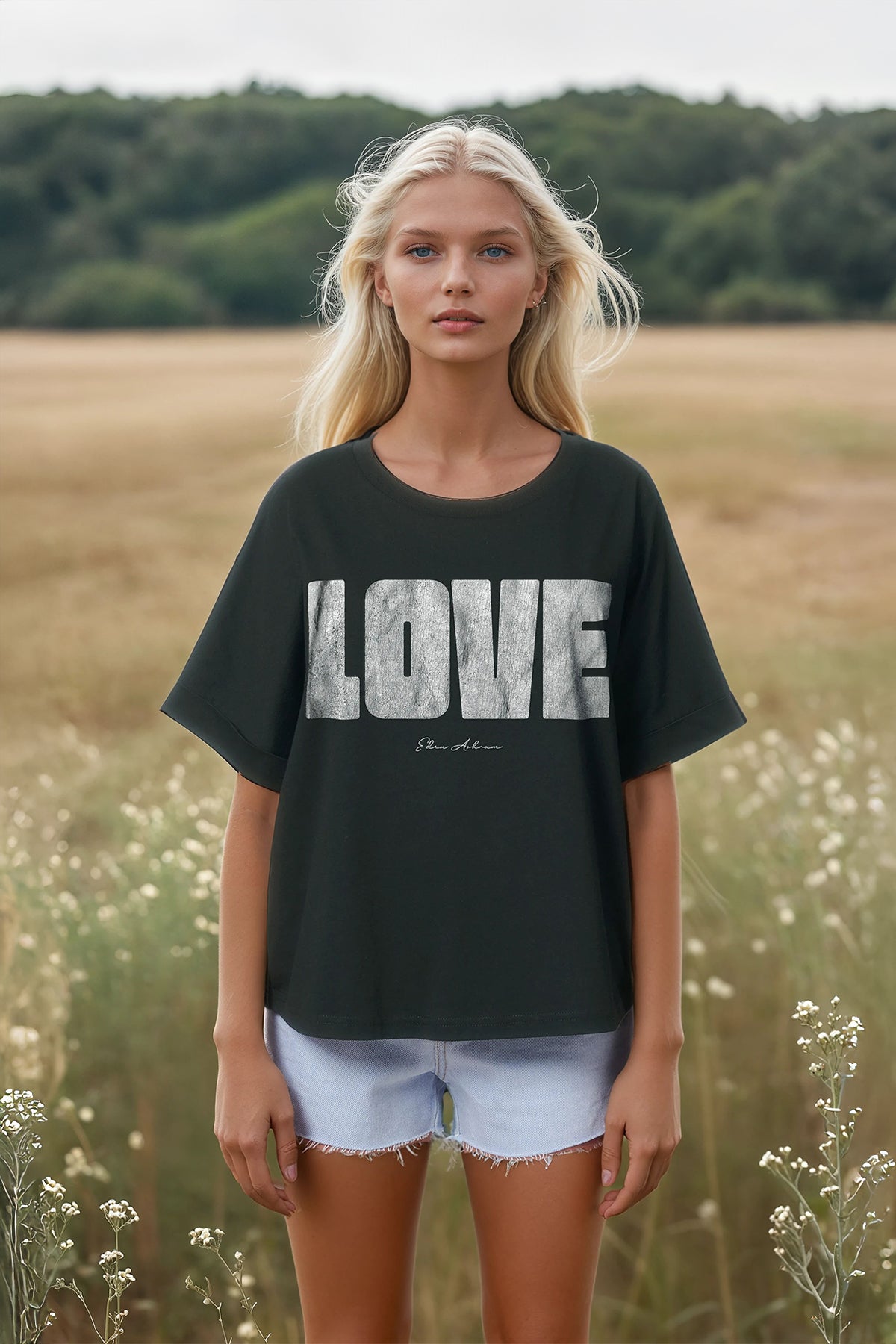 Eden Ashram LOVE 2.0 Premium Oversized Rolled Sleeve T-Shirt