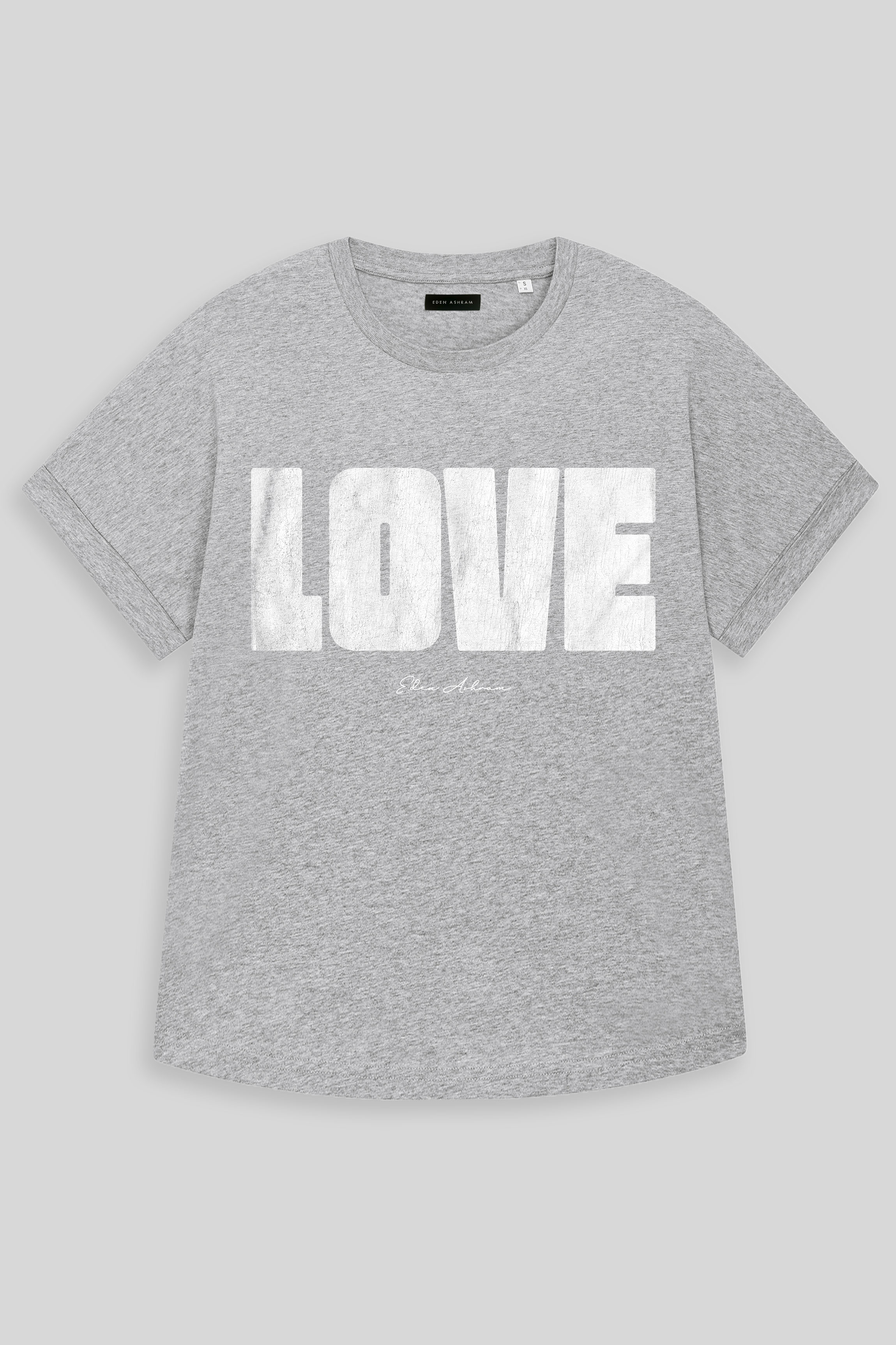 Eden Ashram LOVE 2.0 Premium Oversized Rolled Sleeve T-Shirt Heather Grey