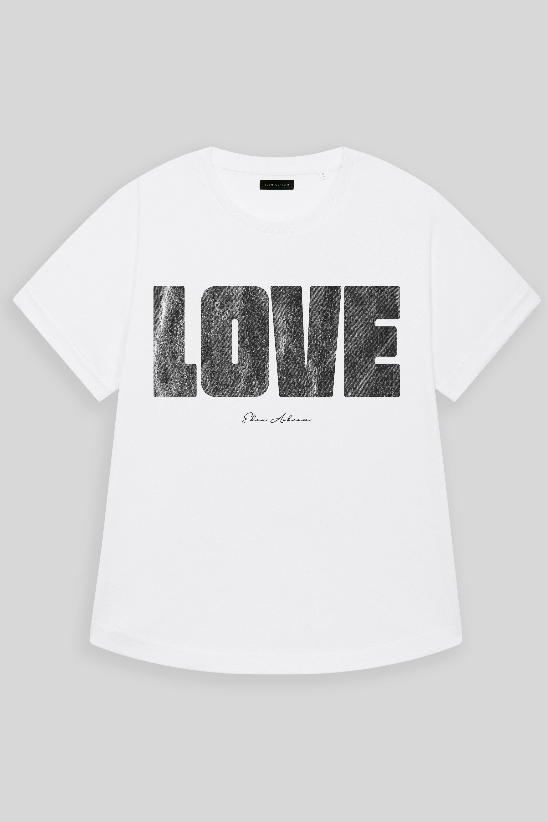 Eden Ashram LOVE 2.0 Premium Oversized Rolled Sleeve T-Shirt White