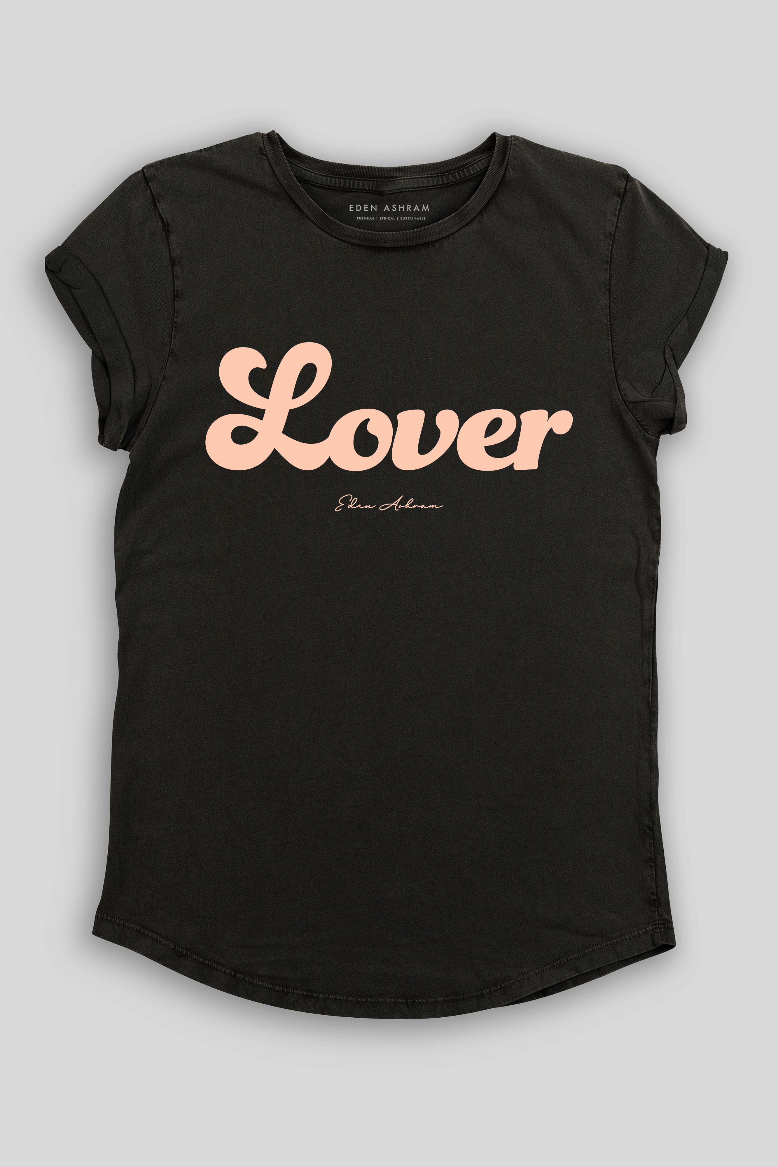 Eden Ashram Lover Premium Rolled Sleeve T-Shirt Stonewash Black