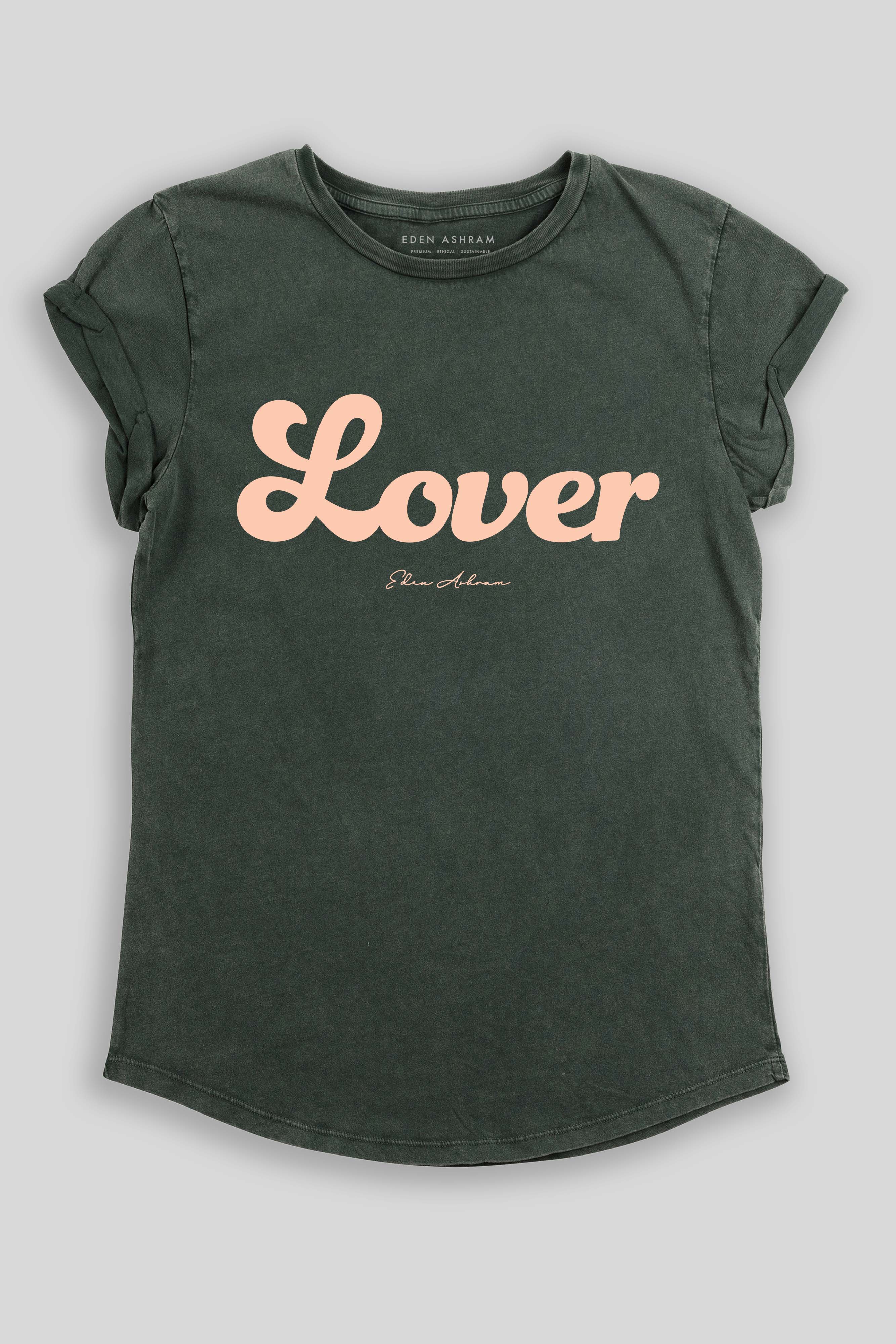 Eden Ashram Lover Premium Rolled Sleeve T-Shirt Stonewash Green