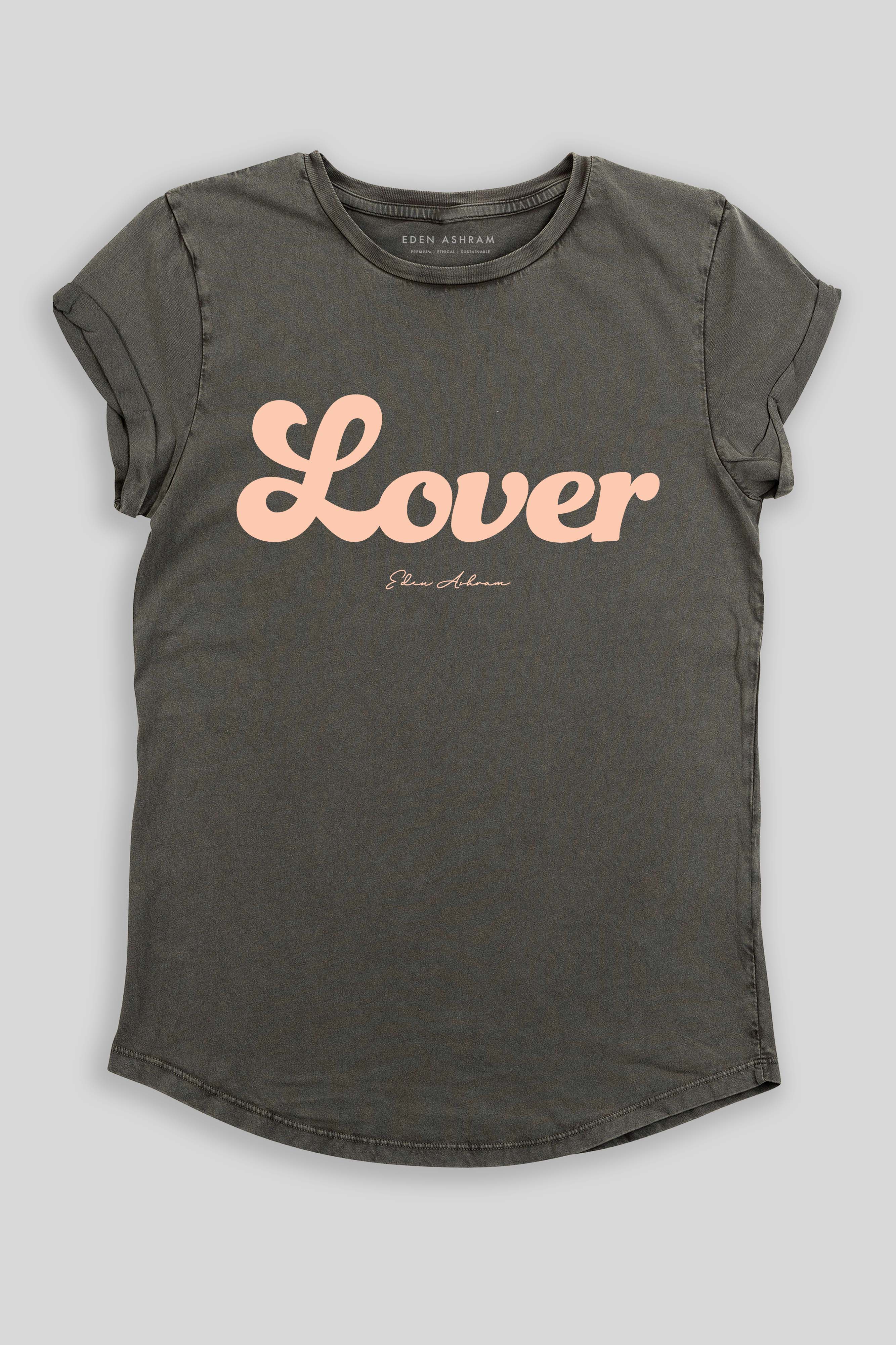 Eden Ashram Lover Premium Rolled Sleeve T-Shirt Stonewash Grey