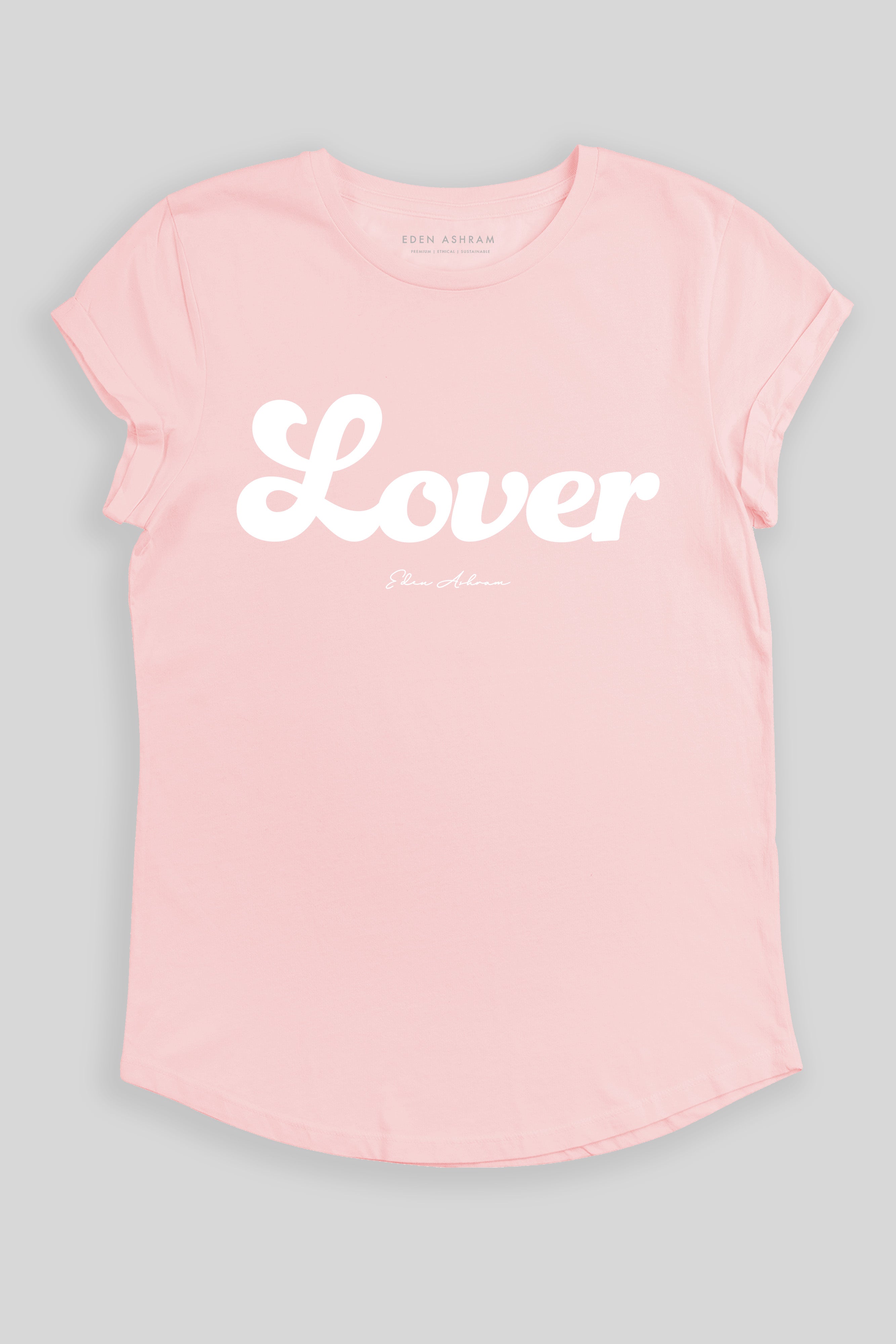 Eden Ashram Lover Premium Rolled Sleeve T-Shirt Stonewash Pink
