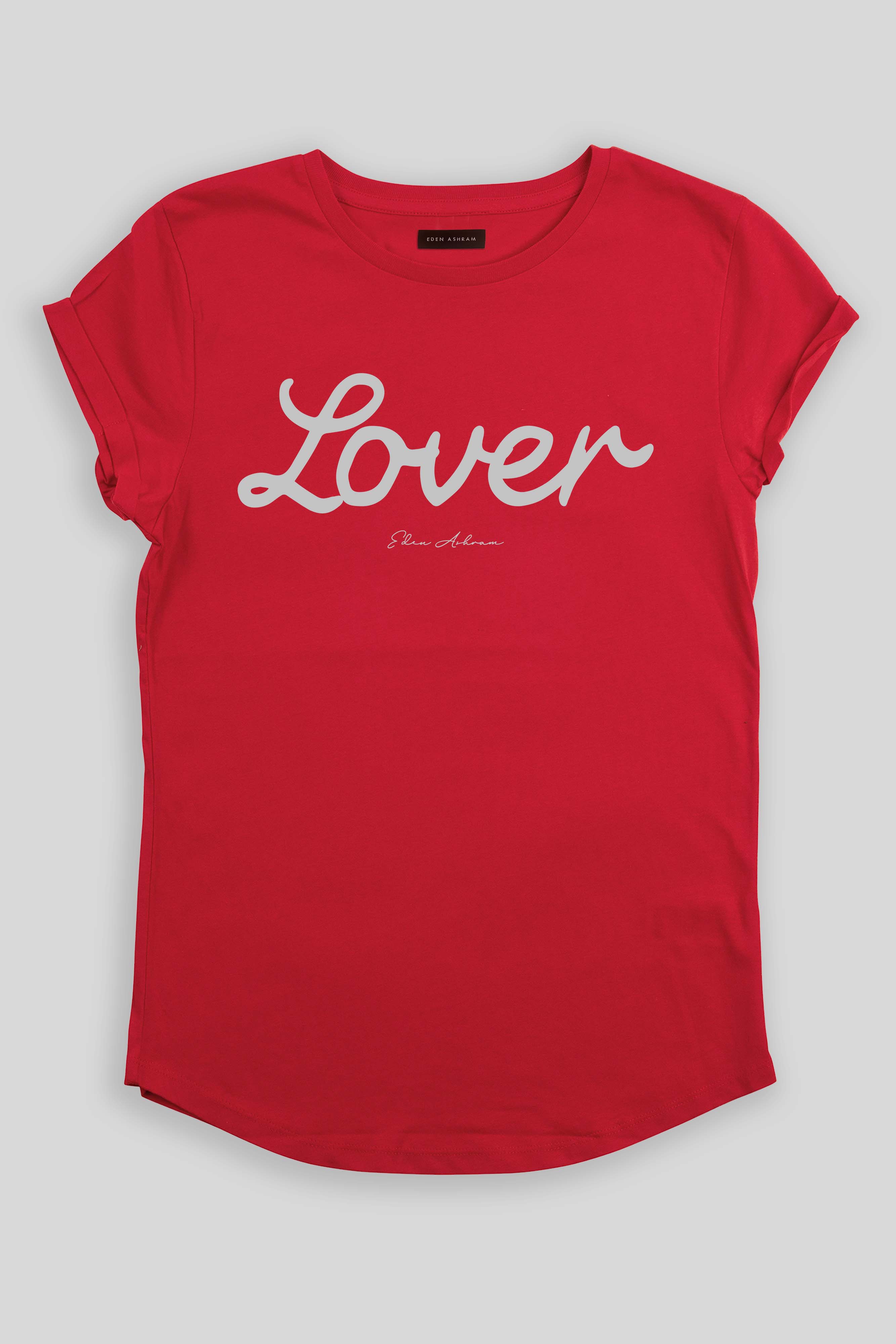 Eden Ashram Lover Premium Rolled Sleeve T-Shirt Red