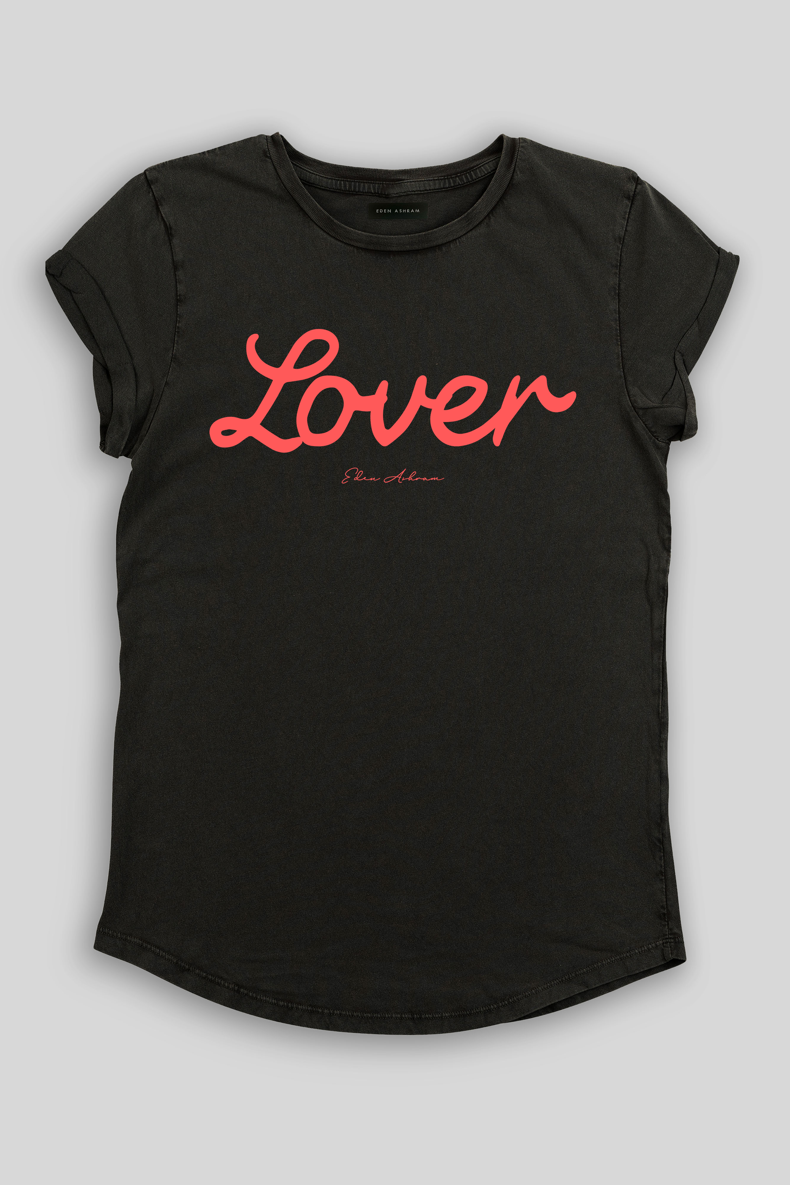 Eden Ashram Lover Premium Rolled Sleeve T-Shirt Stonewash Black