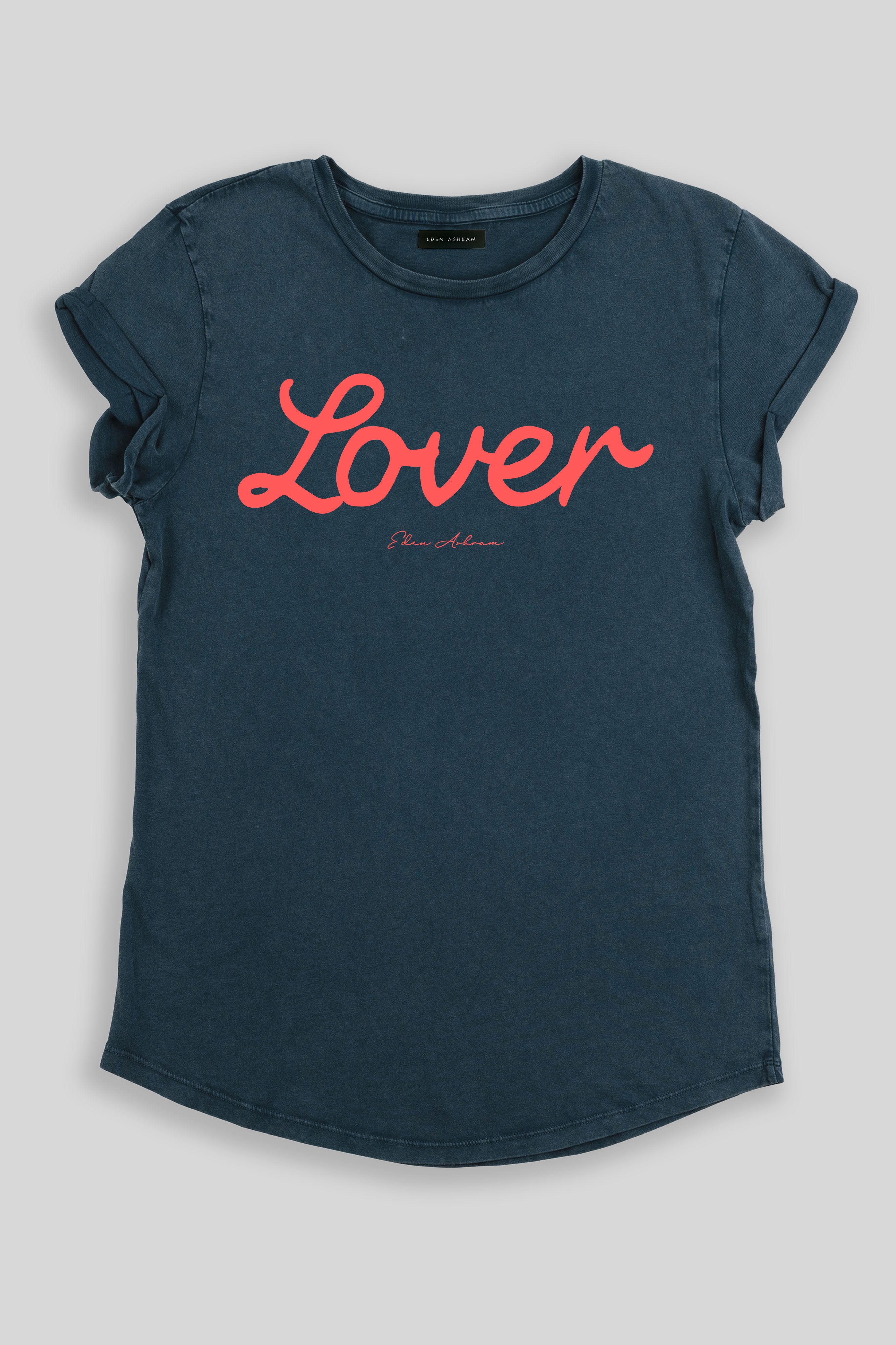 Eden Ashram Lover Premium Rolled Sleeve T-Shirt Stonewash Denim