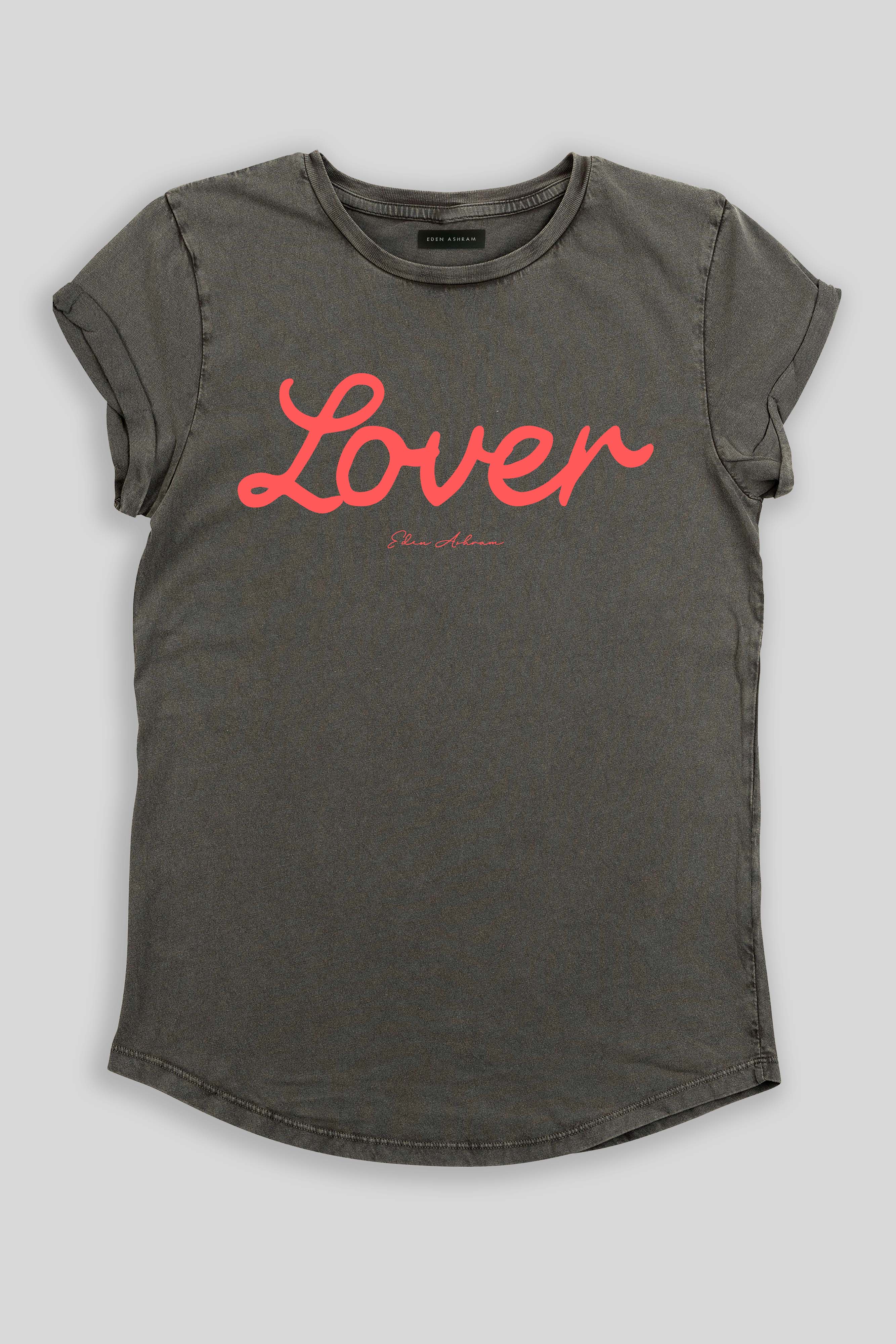 Eden Ashram Lover Premium Rolled Sleeve T-Shirt Stonewash Grey