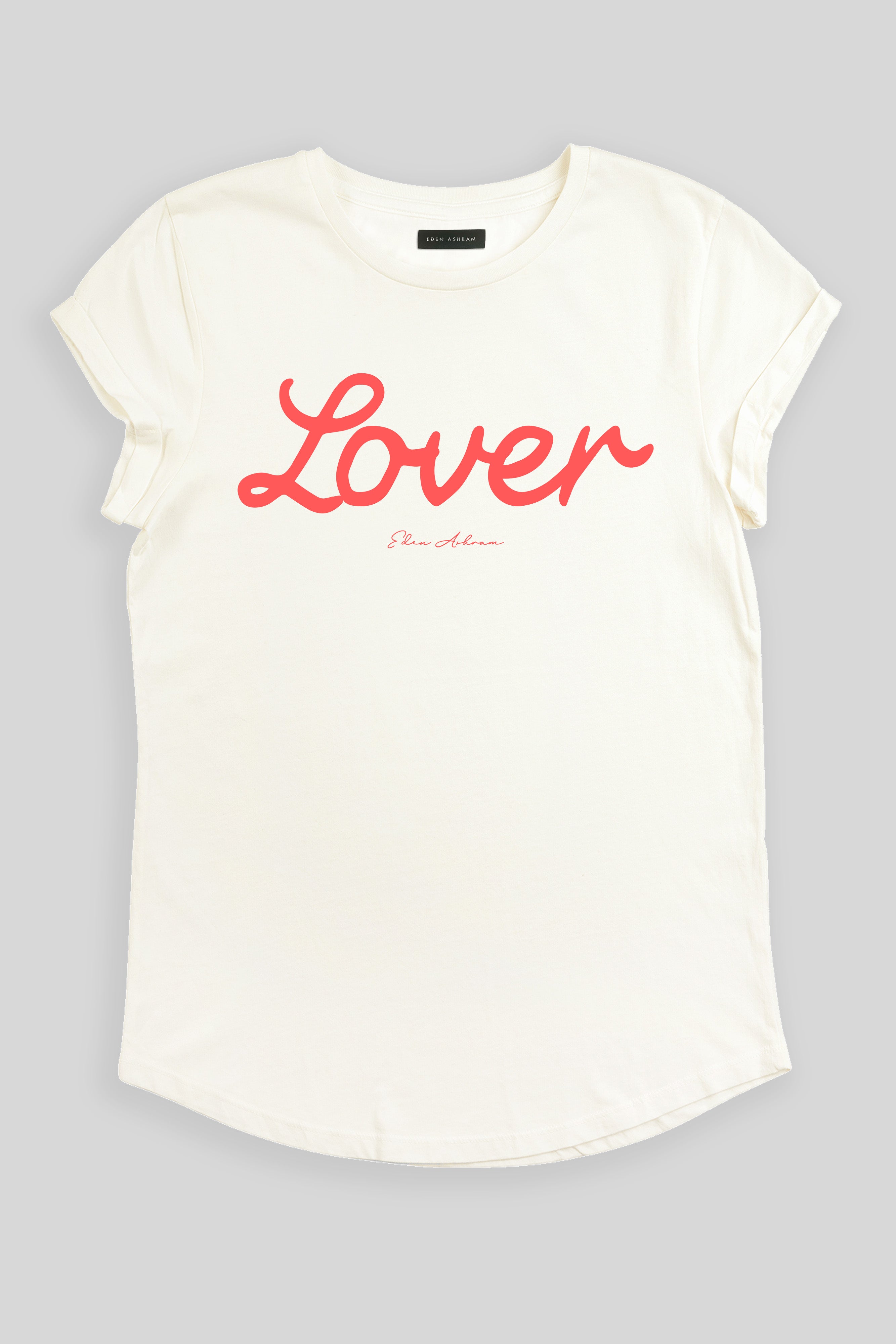 Eden Ashram Lover Premium Rolled Sleeve T-Shirt Stonewash White