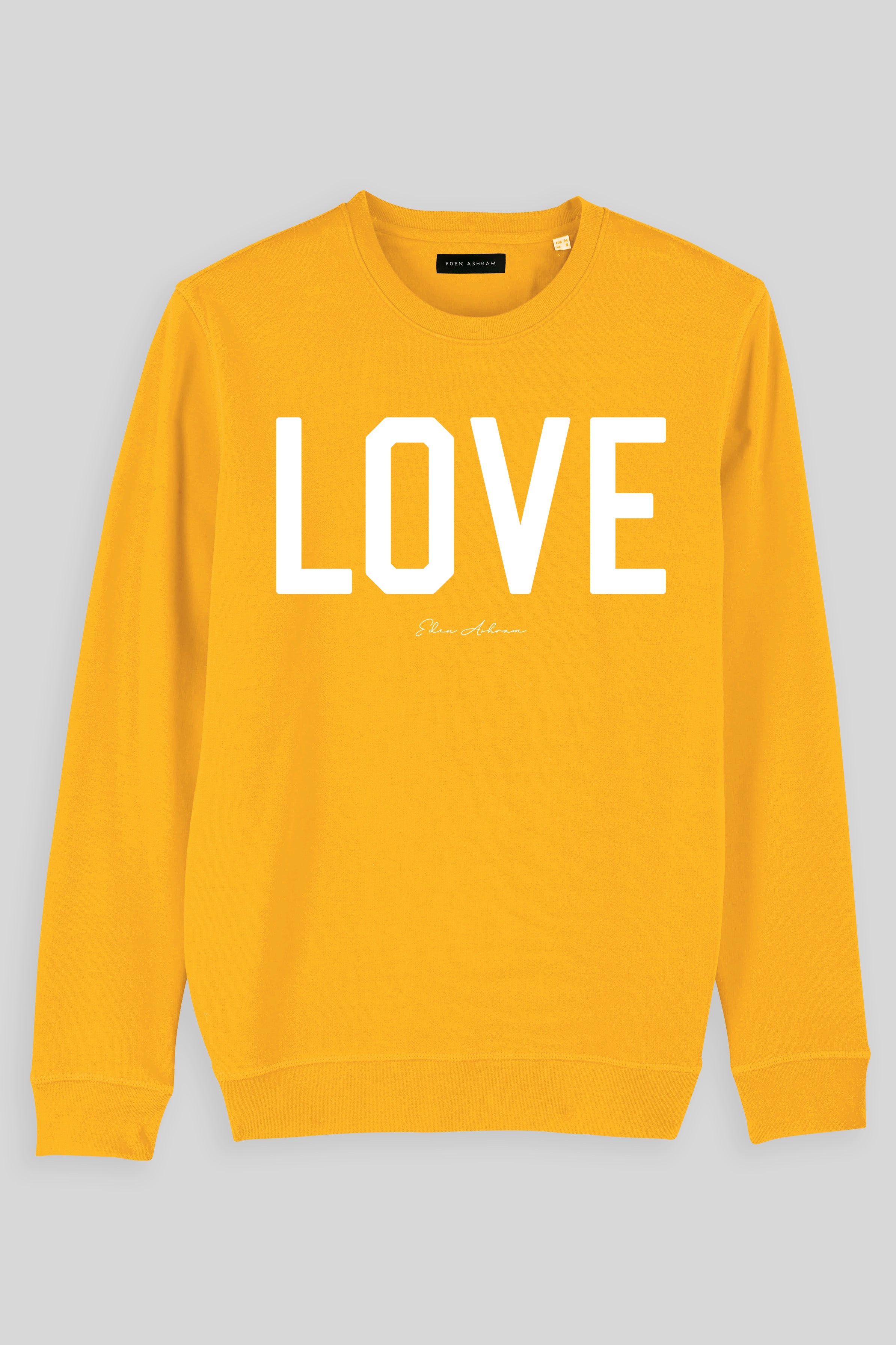 Eden Ashram Love Premium Crew Neck Sweatshirt Spectra Yellow
