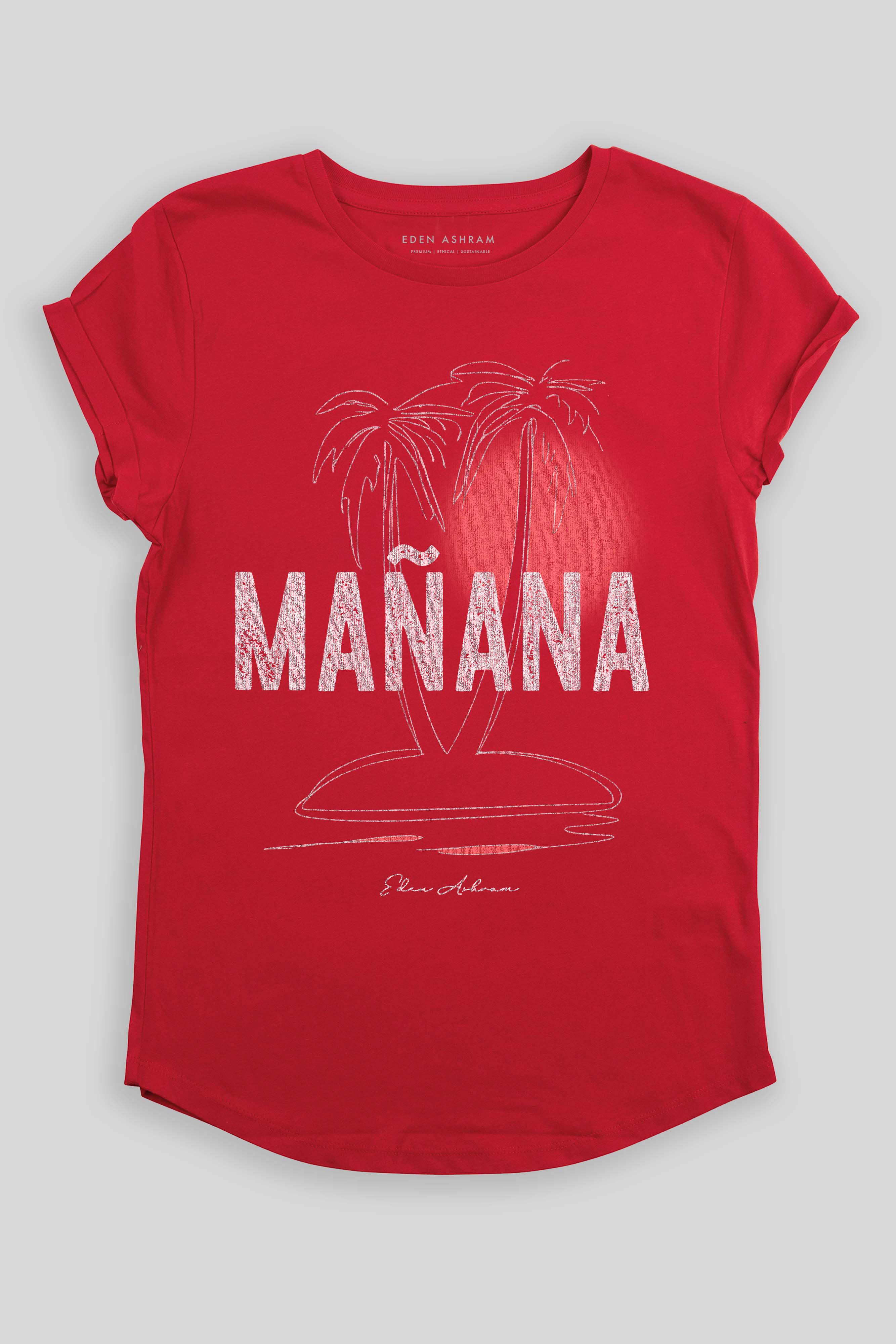 Eden Ashram Mañana Premium Rolled Sleeve T-Shirt Red