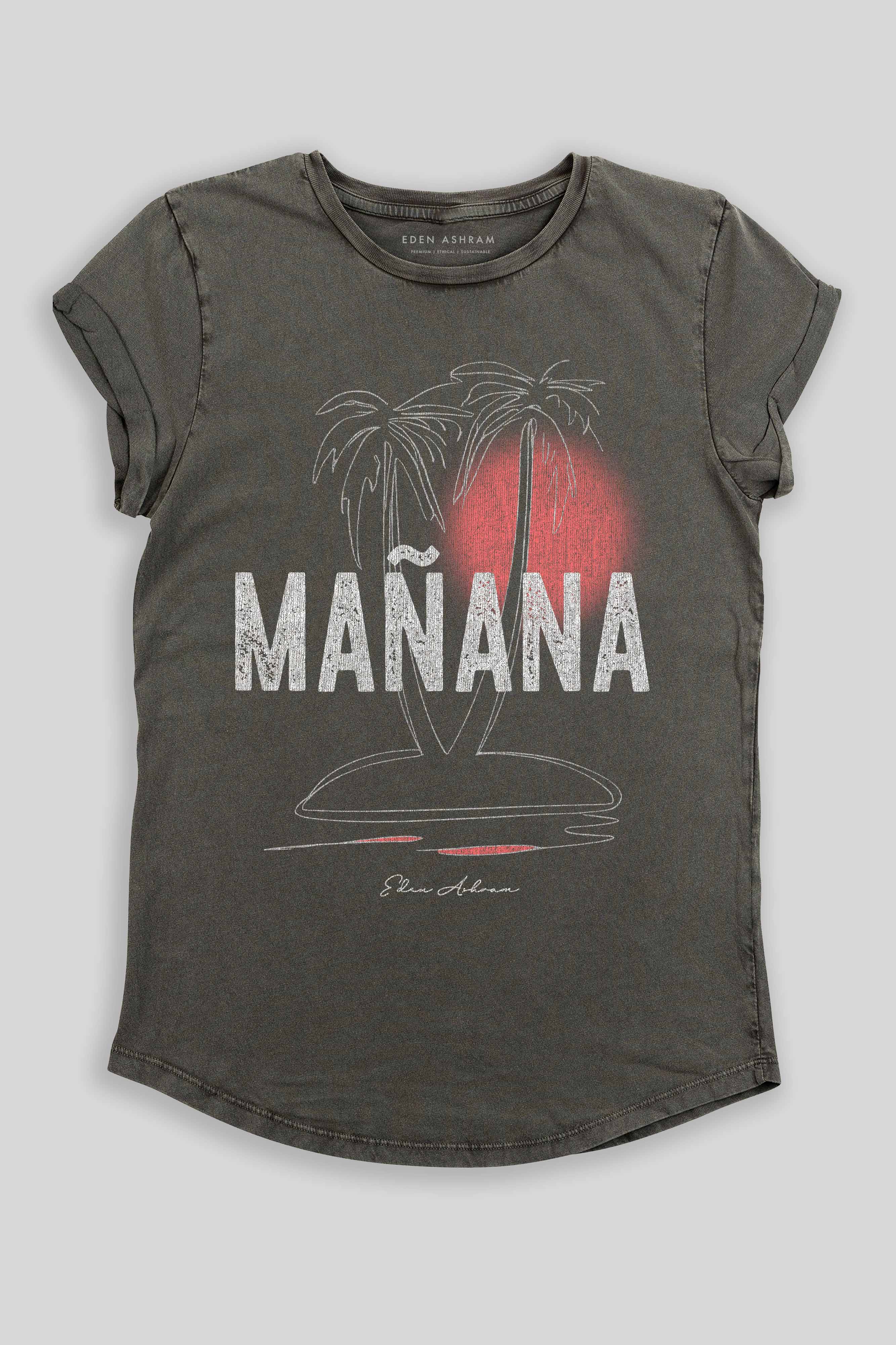 Eden Ashram Mañana Premium Rolled Sleeve T-Shirt Stonewash Grey