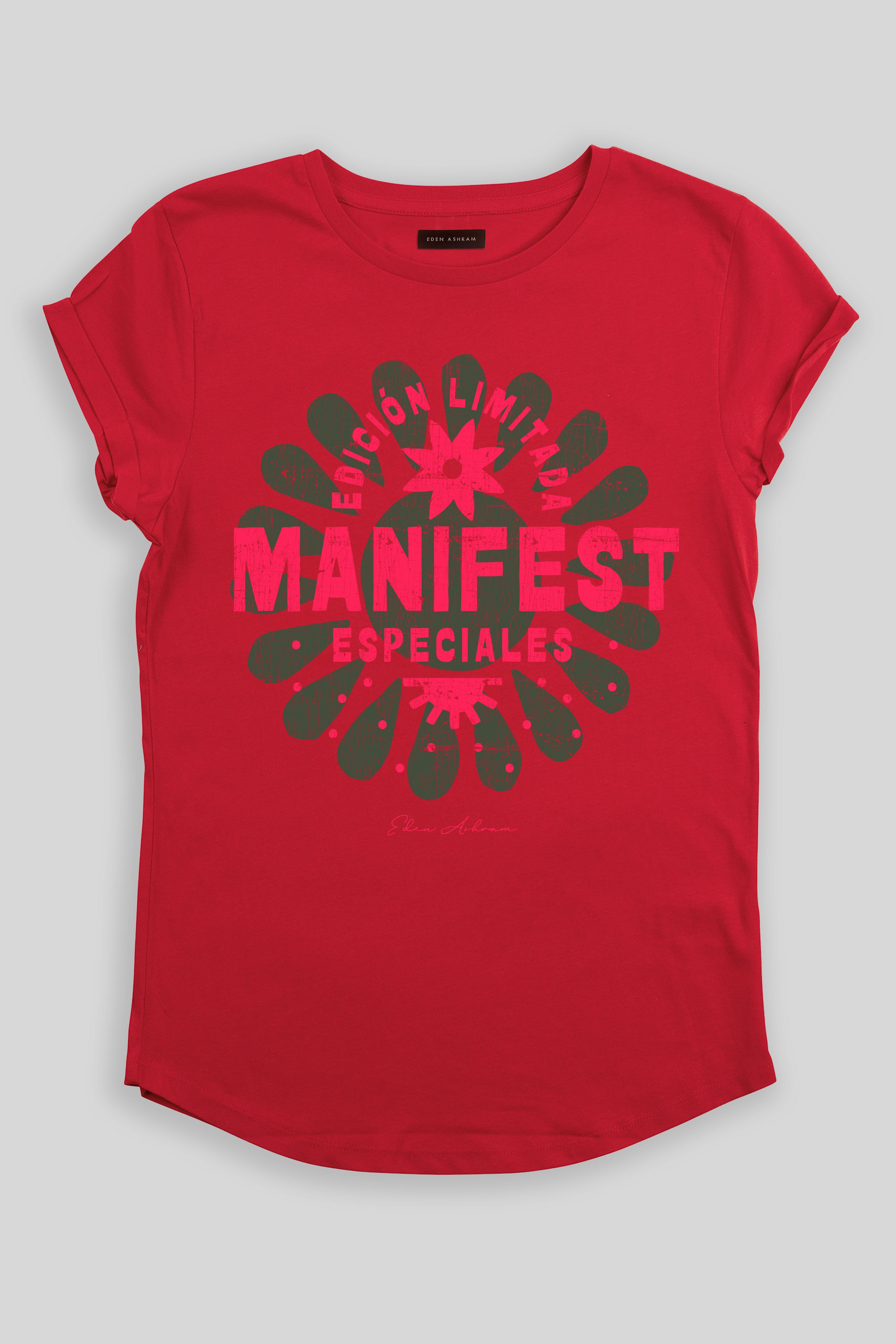 Eden Ashram Manifest Especiales Premium Rolled Sleeve T-Shirt Red
