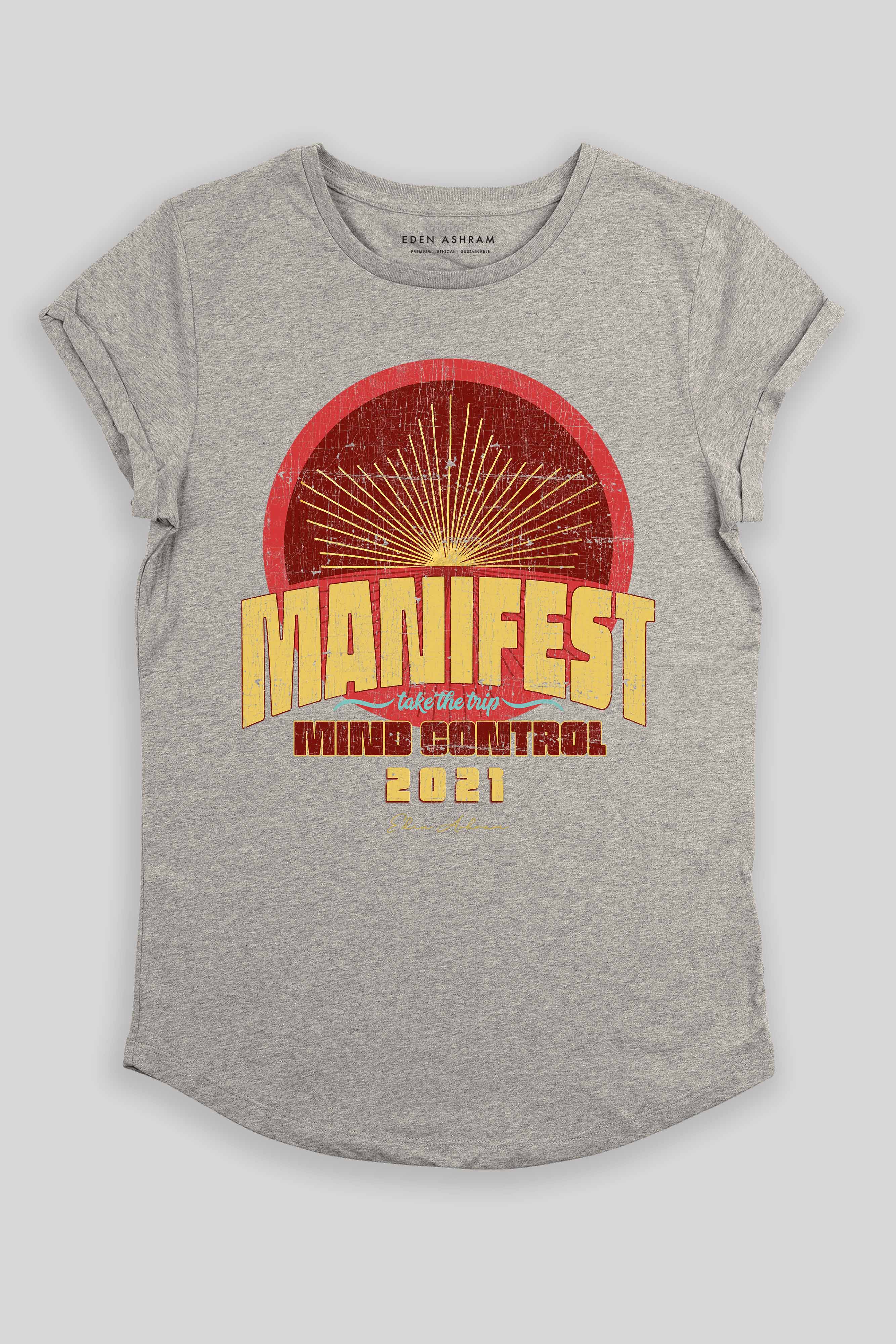 Eden Ashram Manifest Rolled Sleeve Tour T-Shirt Heather Grey