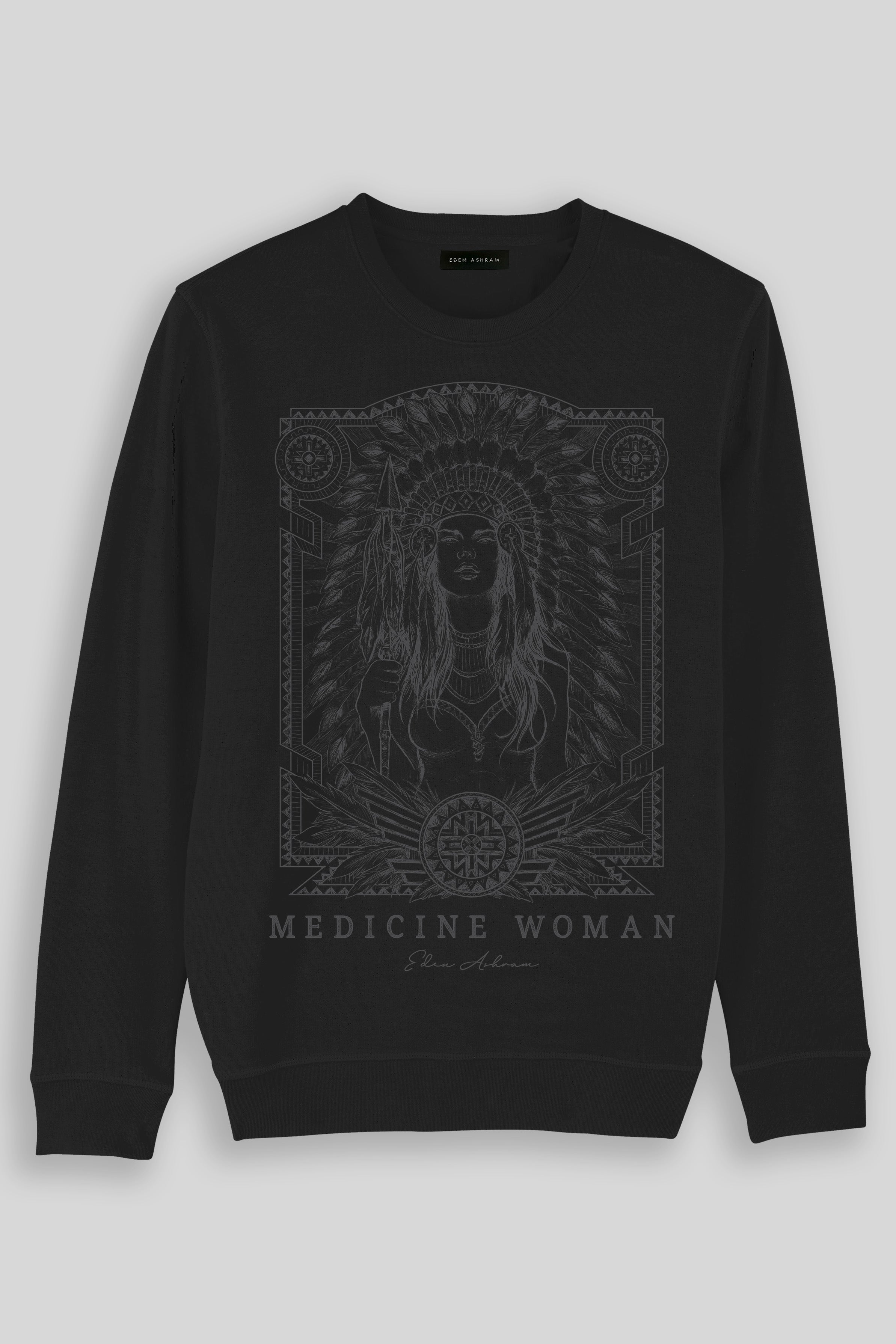 EDEN ASHRAM Medicine Woman Premium Crew Neck Sweatshirt Vintage Black