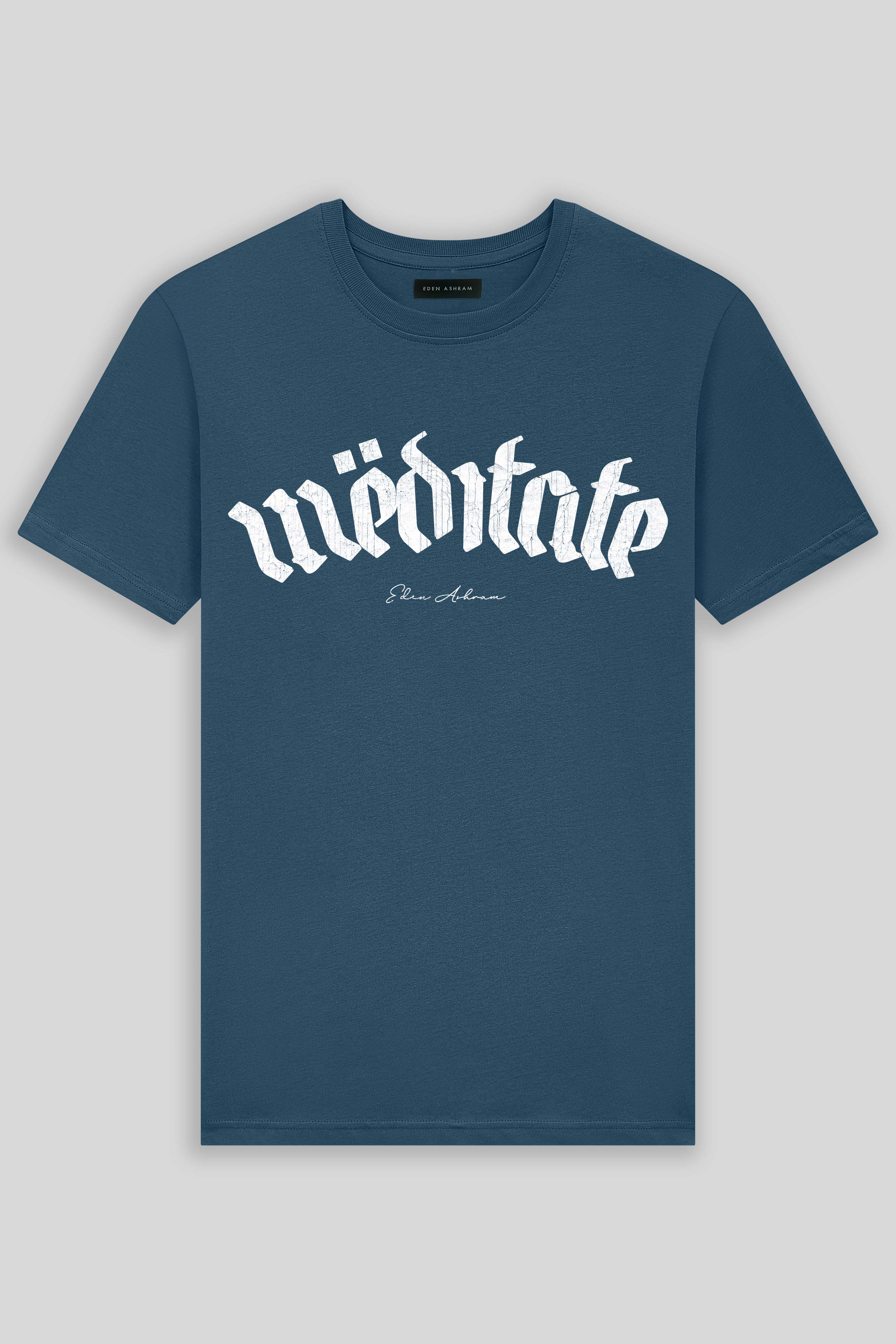 Eden Ashram Meditate Premium Classic T-Shirt Stonewash Denim