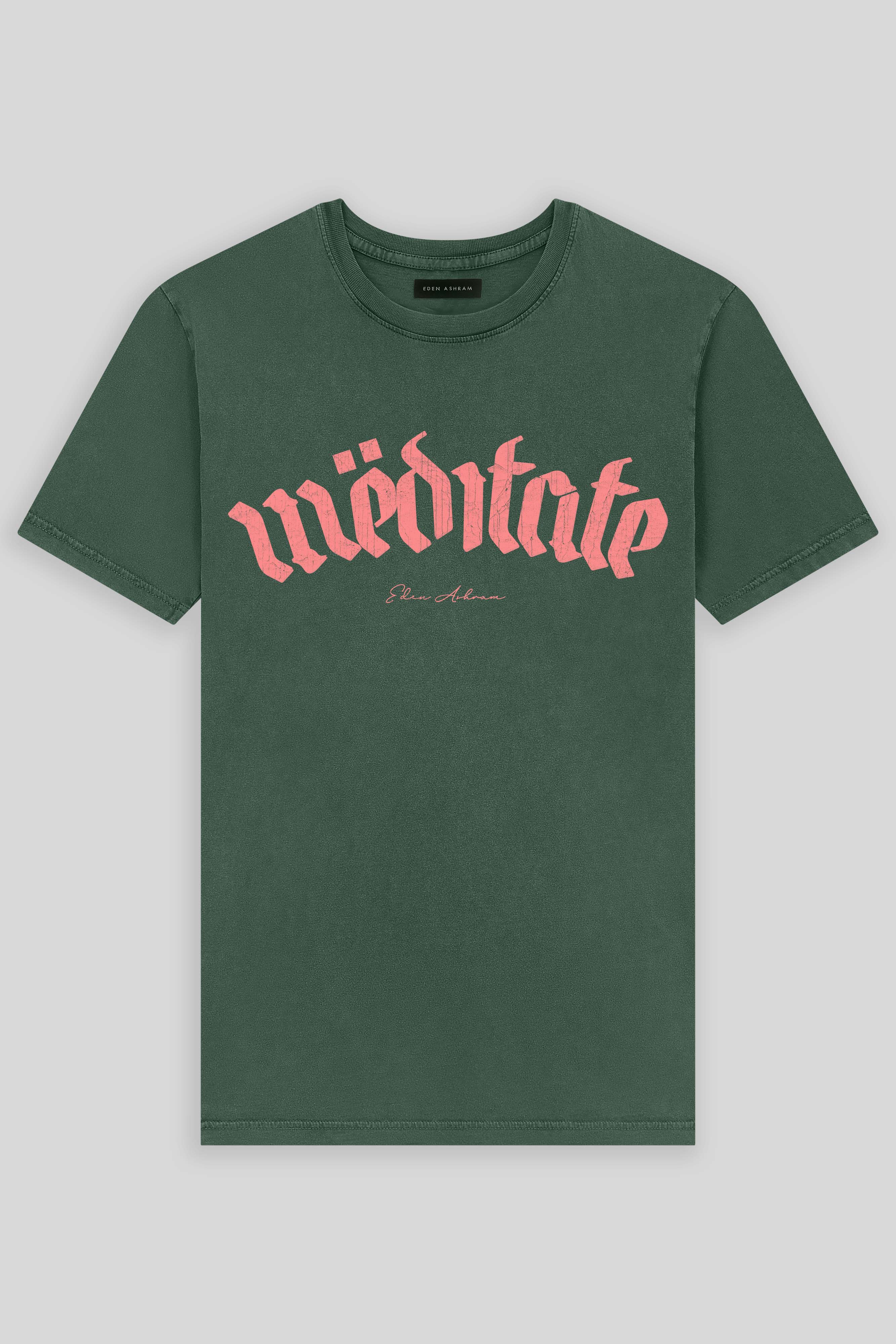 Eden Ashram Meditate Premium Classic T-Shirt Stonewash Green