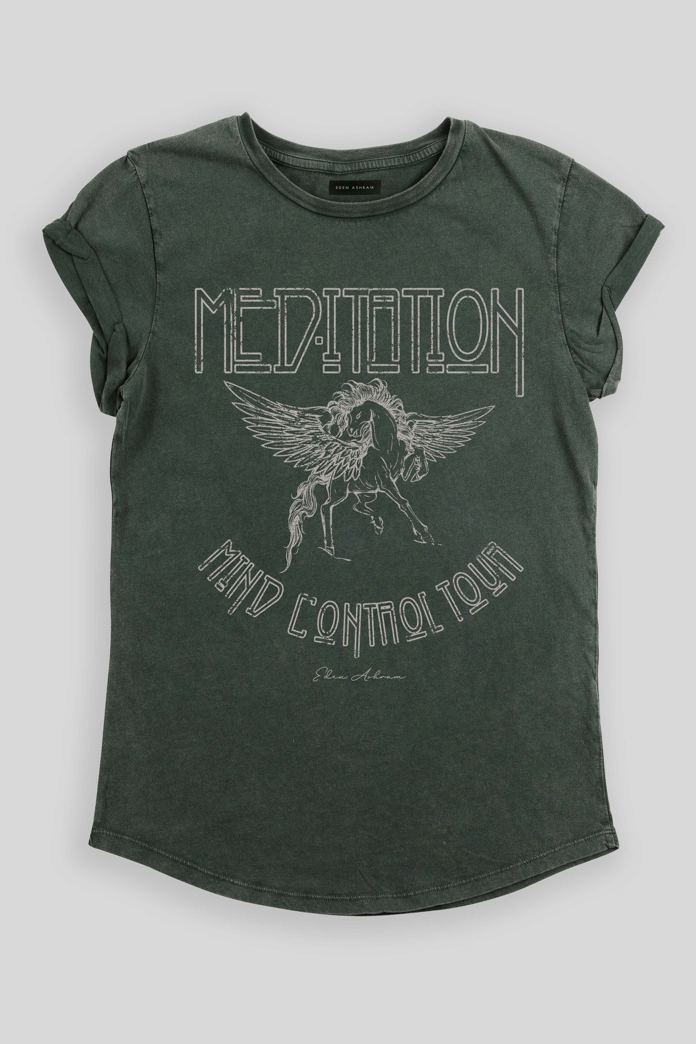 Eden Ashram Meditation Tour T-Shirt Stonewash Green