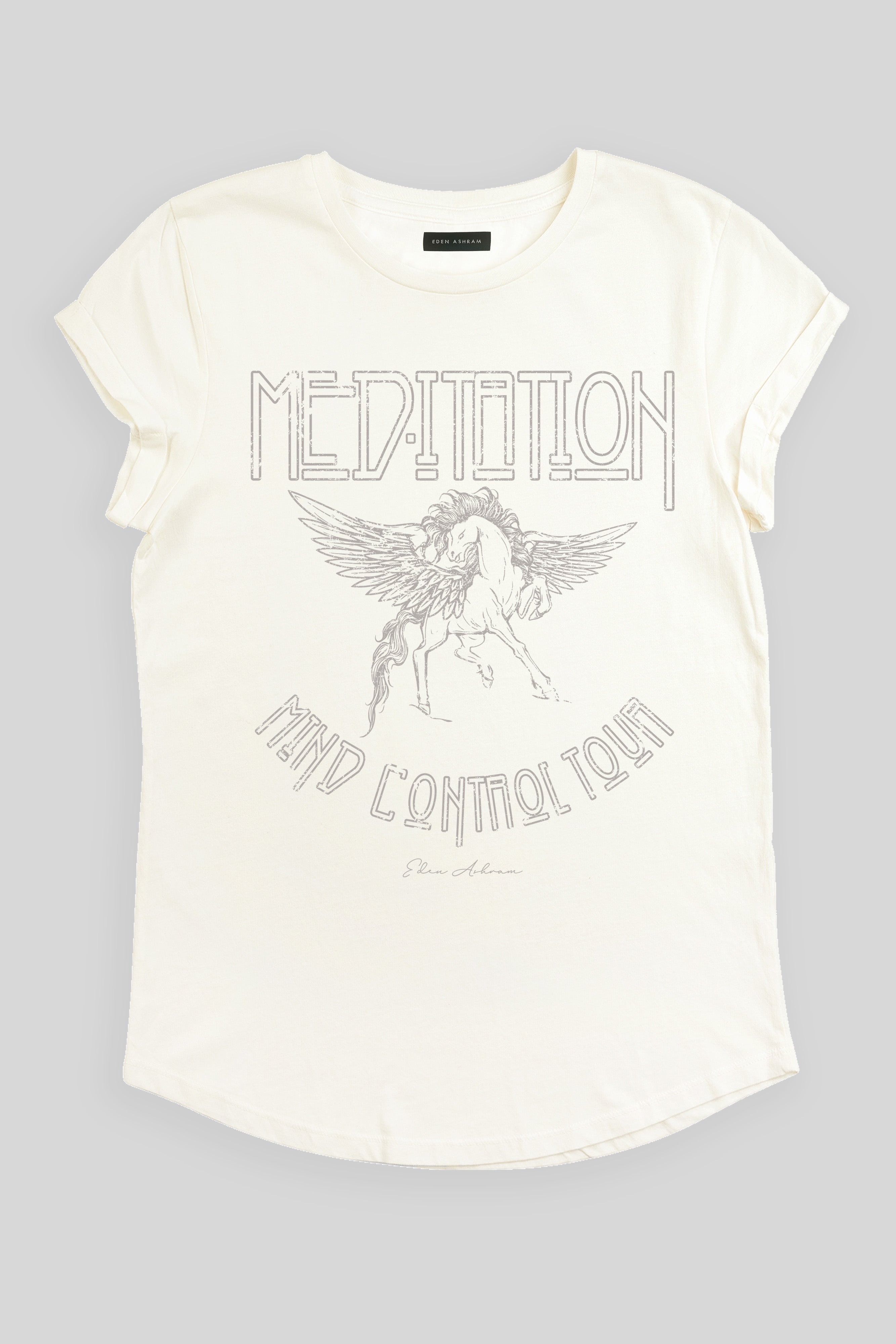 Eden Ashram Meditation Tour T-Shirt Stonewash White