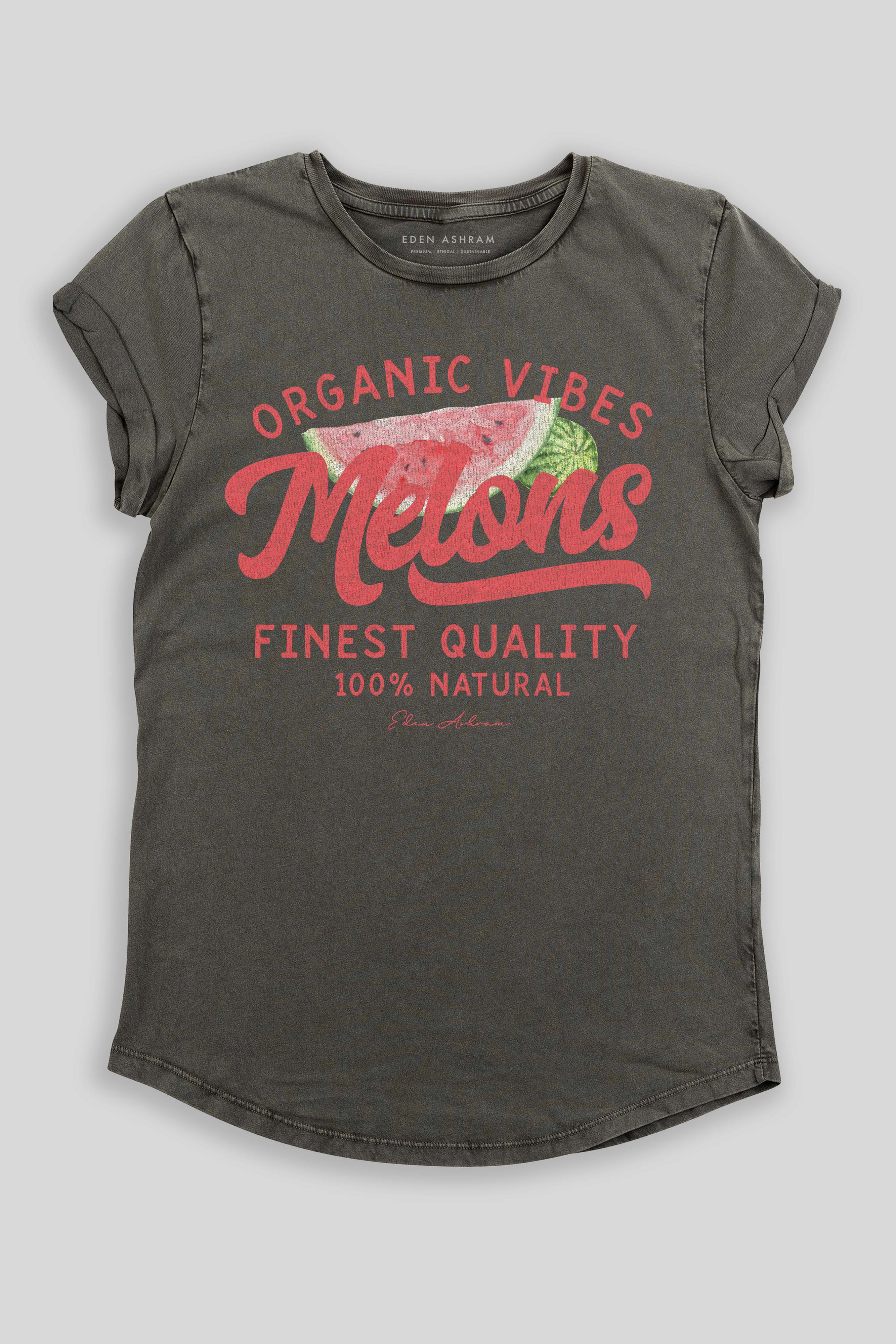 Eden Ashram Melons Premium Rolled Sleeve T-Shirt Stonewash Grey