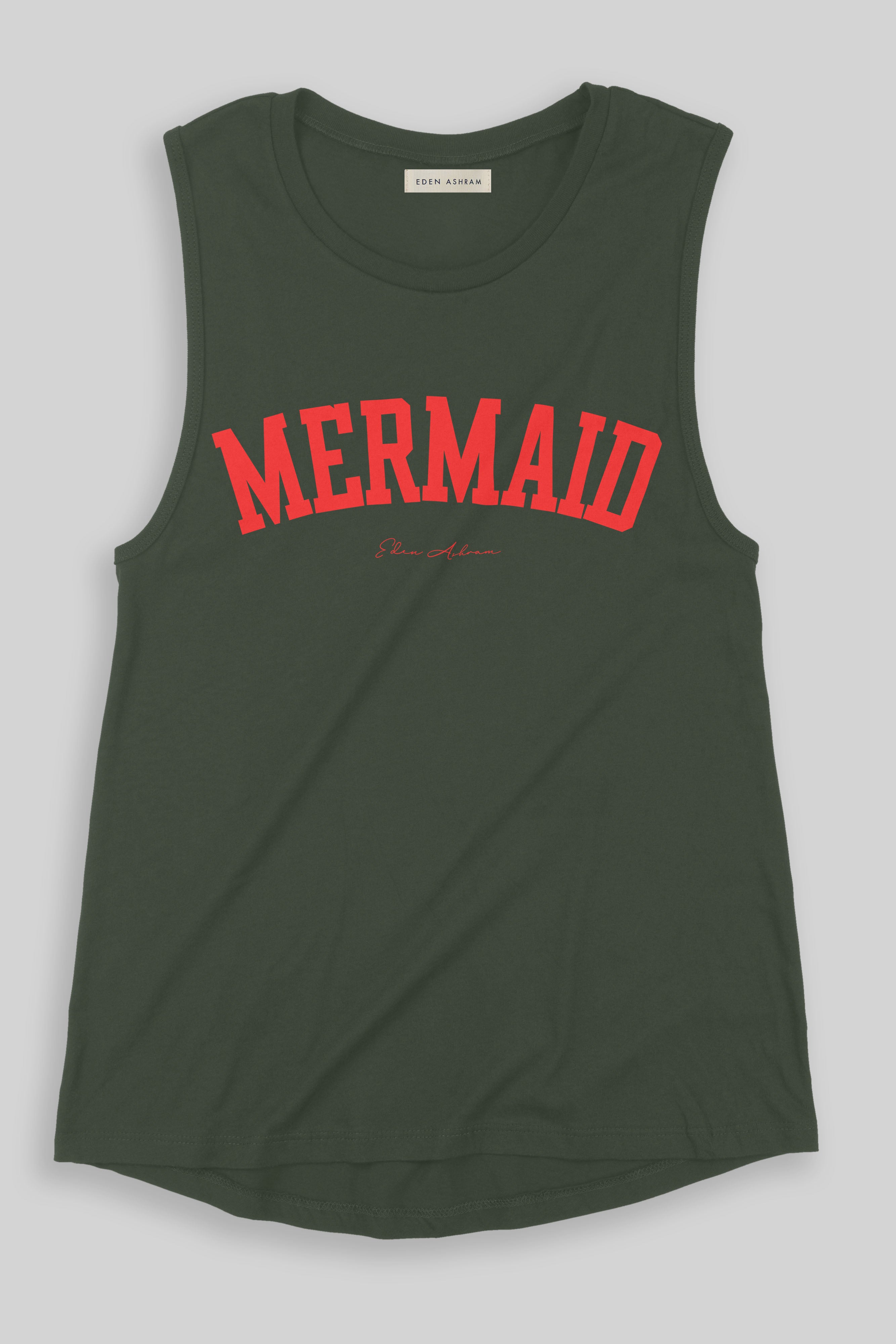 EDEN ASHRAM Mermaid Jersey Muscle Tank Army Green