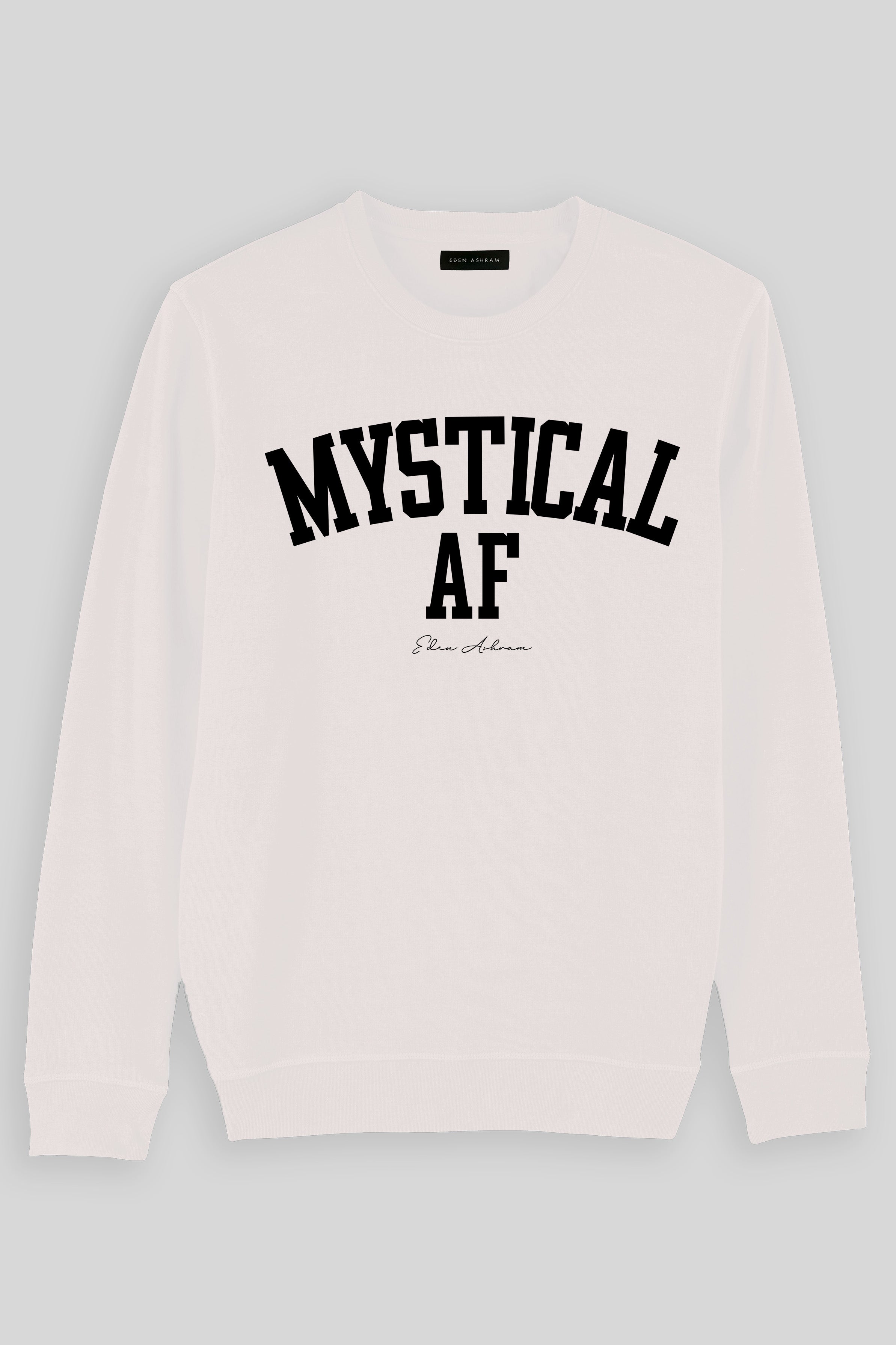 EDEN ASHRAM Mystical AF Premium Crew Neck Sweatshirt Vintage White