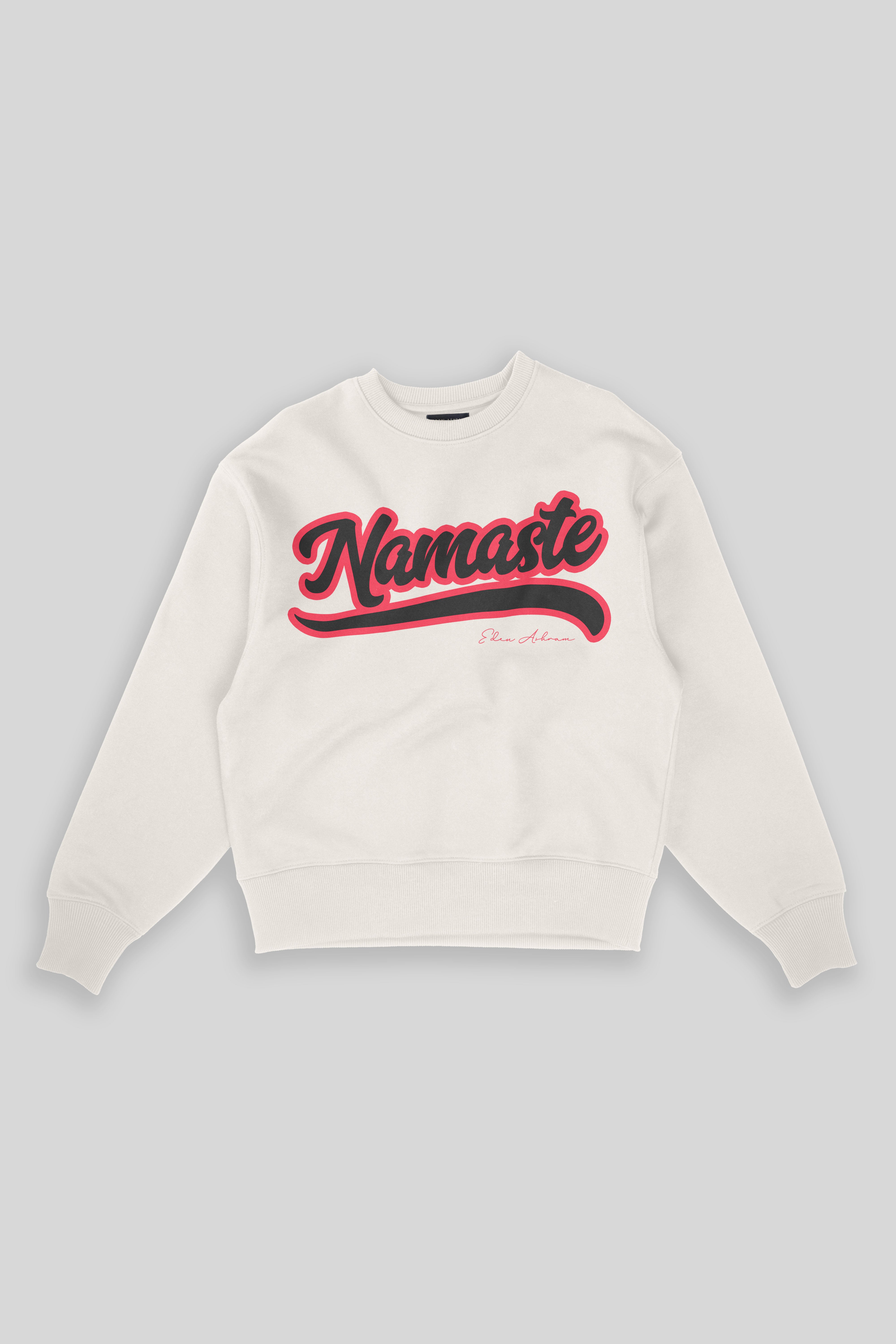 EDEN ASHRAM Namaste Premium Organic Relaxed Sweatshirt Off White