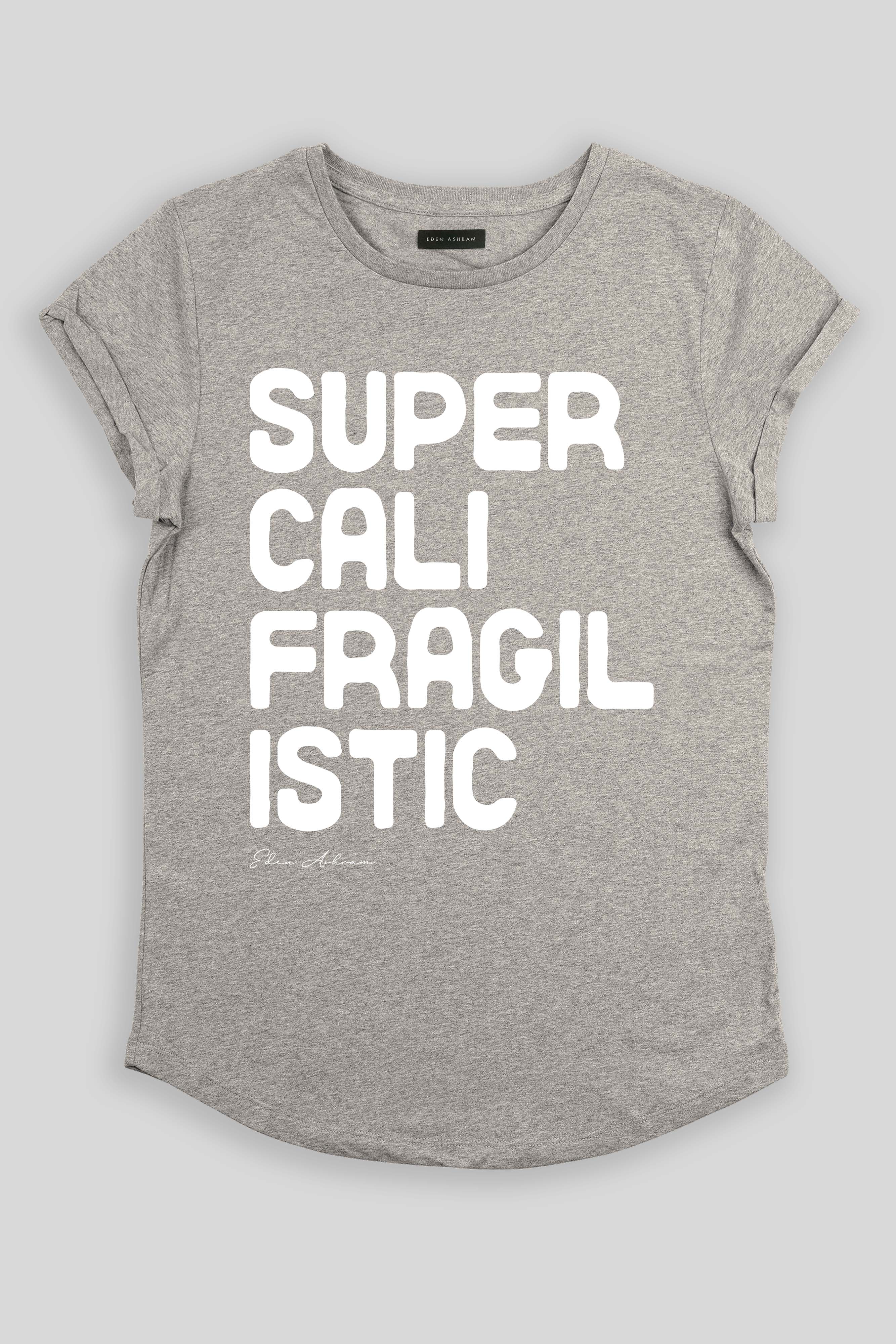 Eden Ashram Super Cali Rolled Sleeve T-Shirt Heather Grey