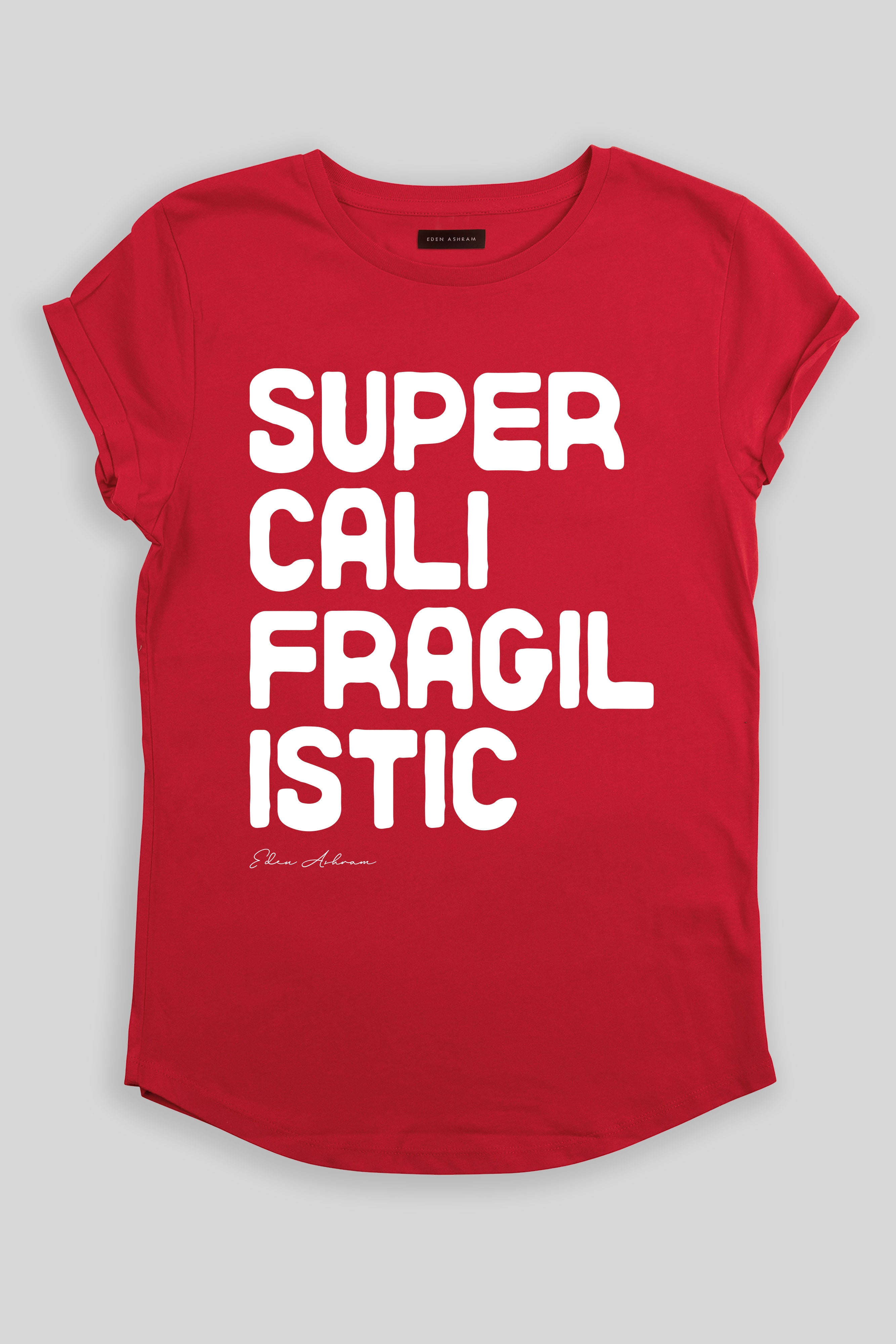 Eden Ashram Super Cali Rolled Sleeve T-Shirt Red