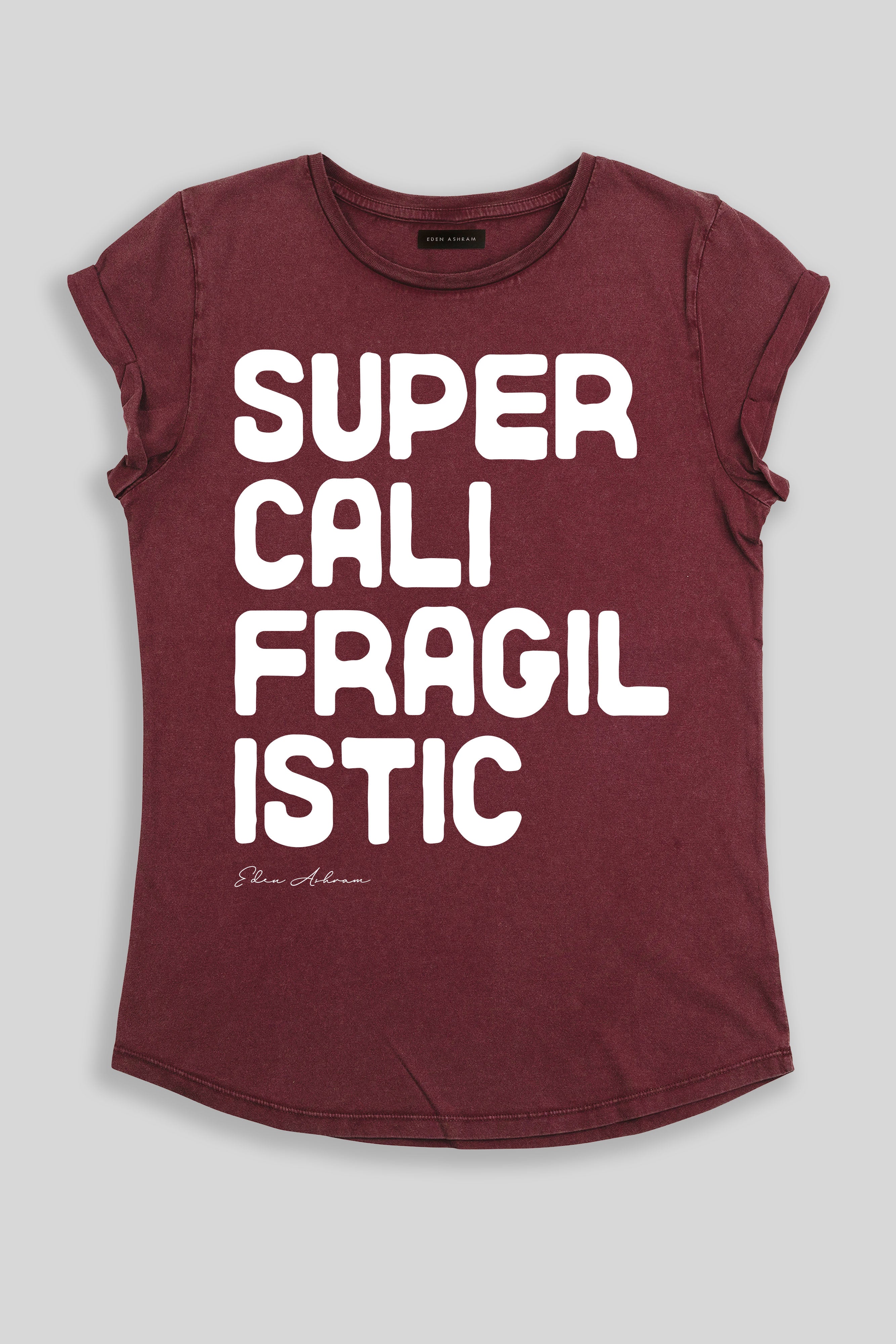 Eden Ashram Super Cali Rolled Sleeve T-Shirt Stonewash Burgundy