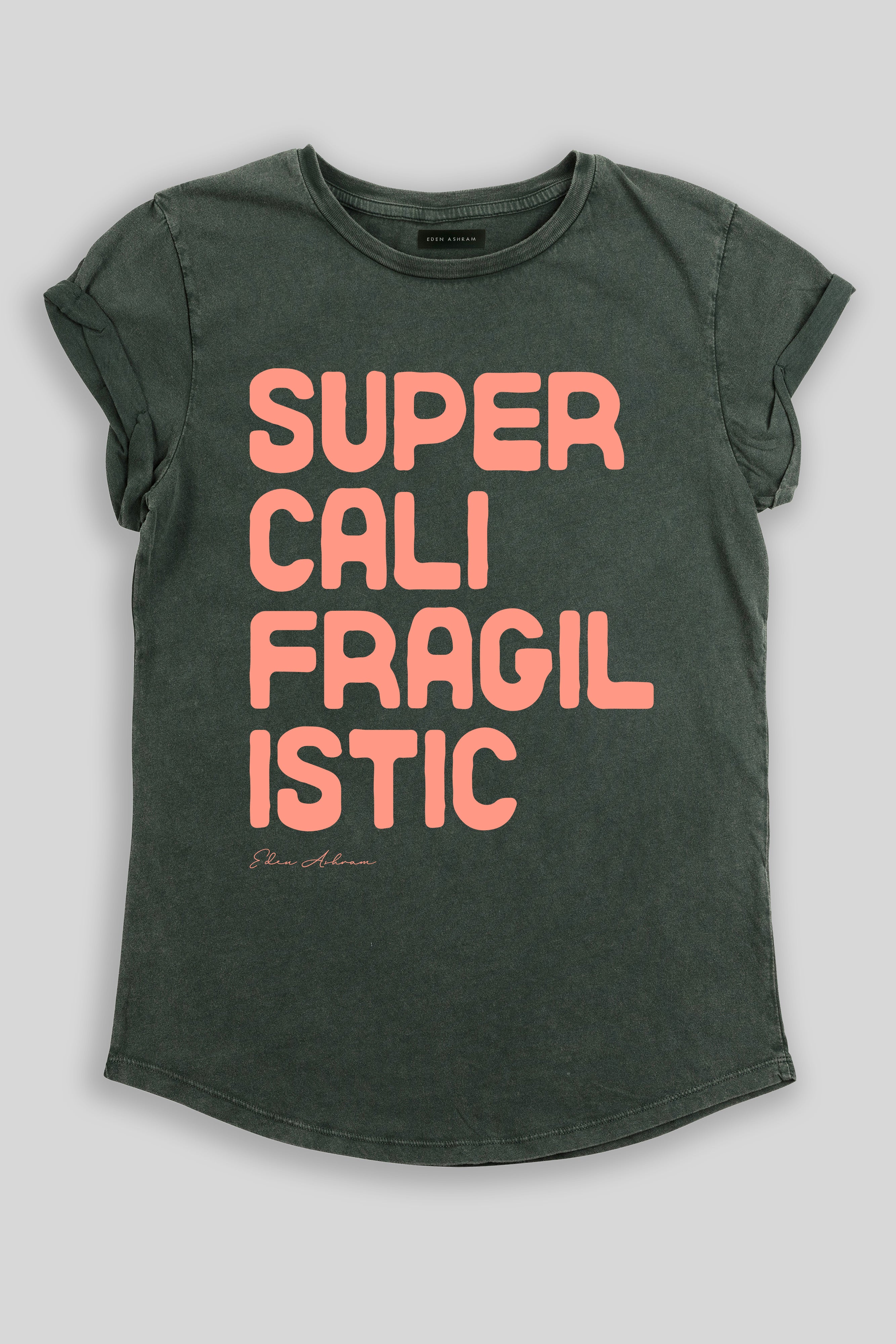 Eden Ashram Super Cali Rolled Sleeve T-Shirt Stonewash Green