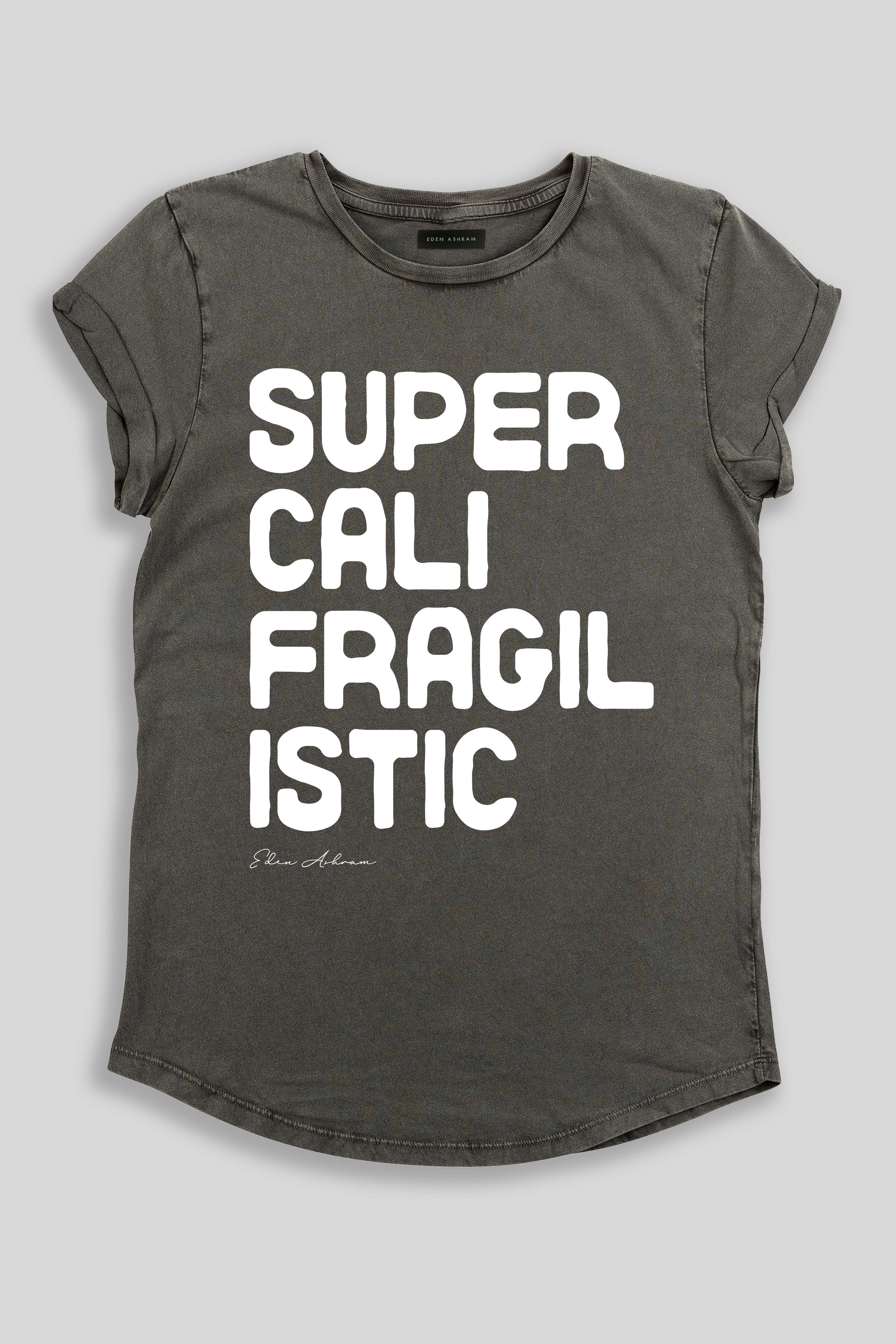 Eden Ashram Super Cali Rolled Sleeve T-Shirt Stonewash Grey