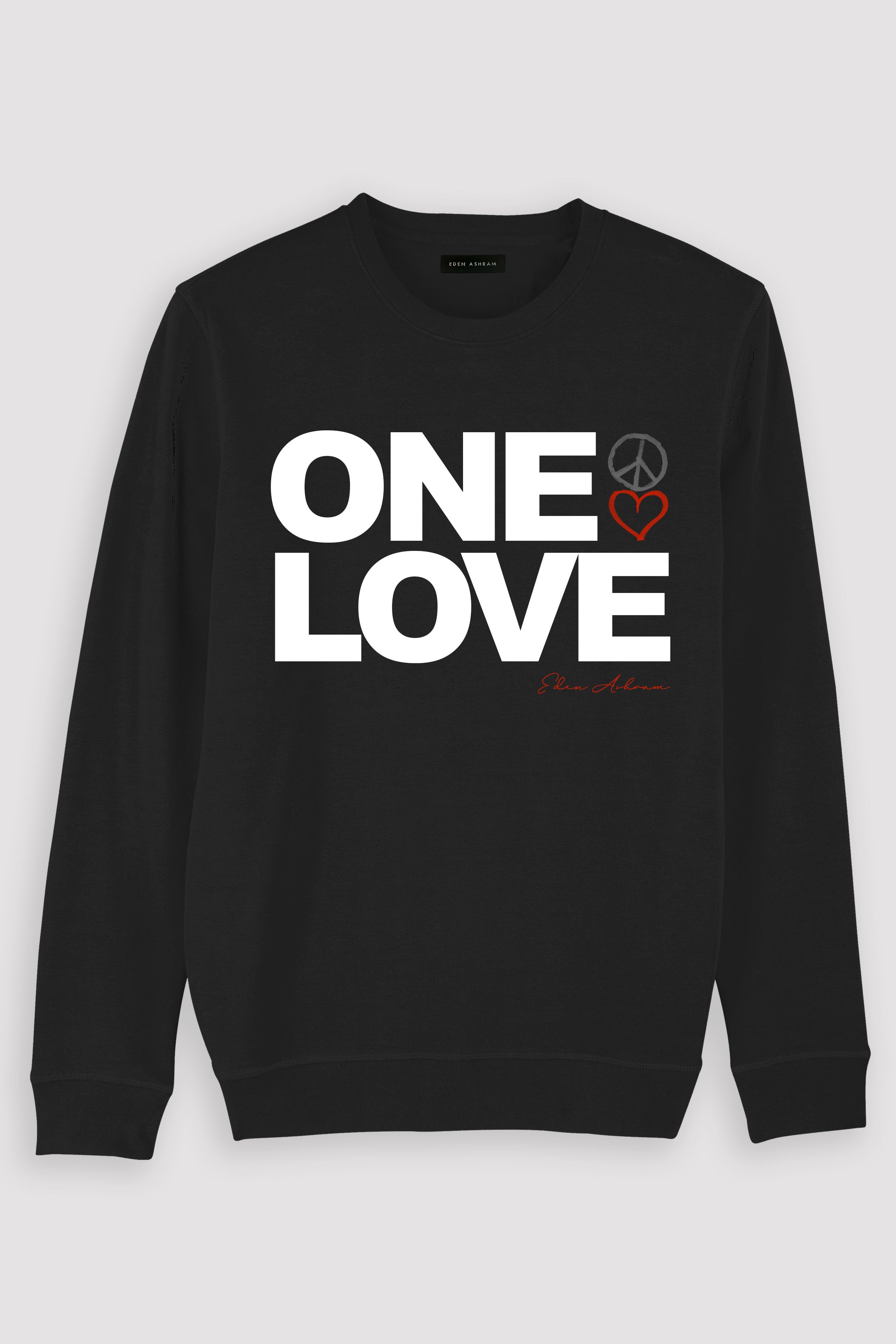 Eden Ashram One Love Premium Crew Neck Sweatshirt Black