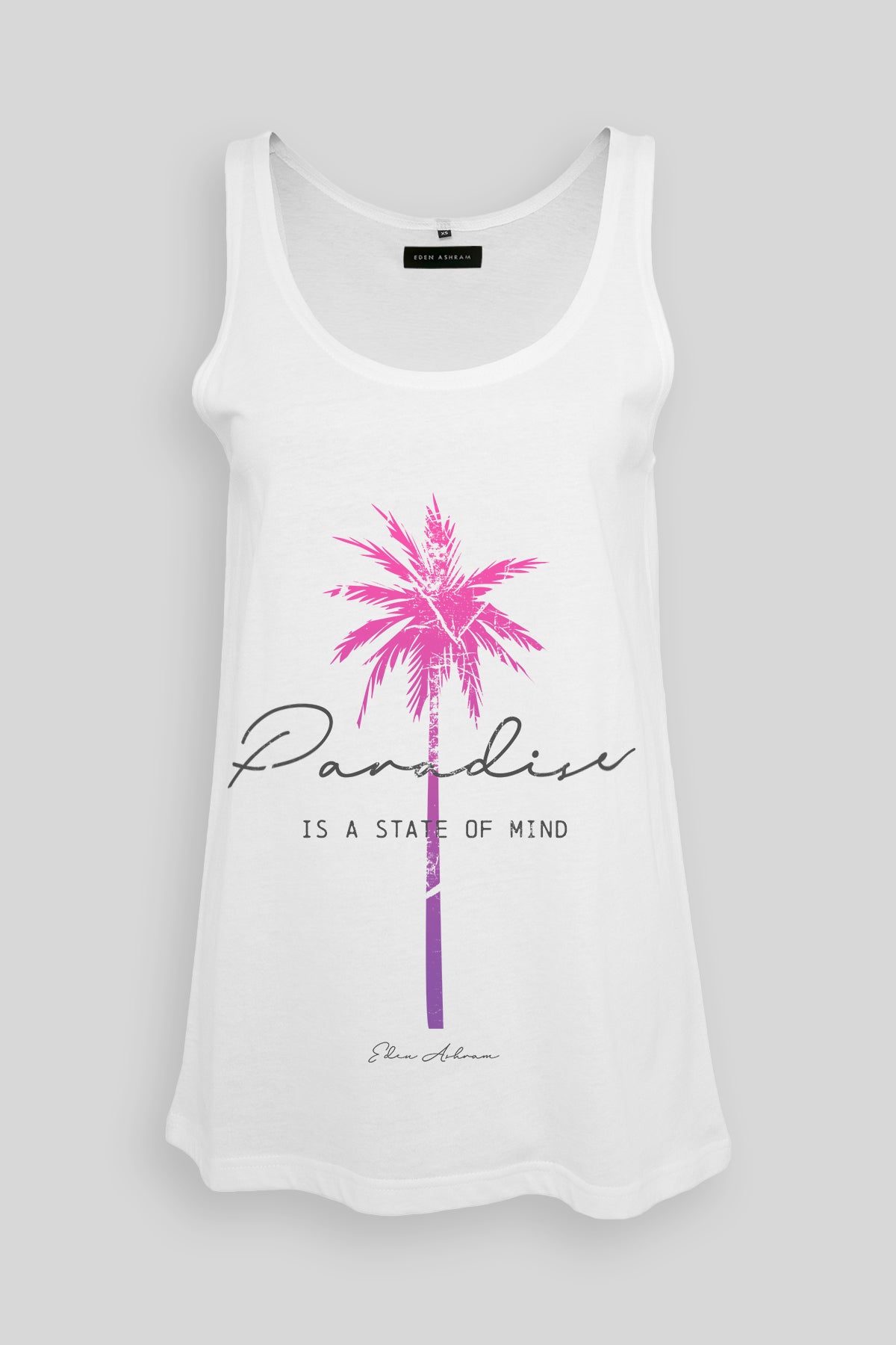 EDEN ASHRAM Paradise Is A State Of Mind Classic Tank Top White