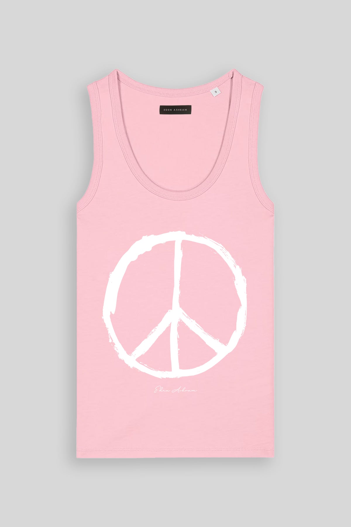 Eden Ashram Peace Symbol Premium Fitted Tank Top Cotton Pink