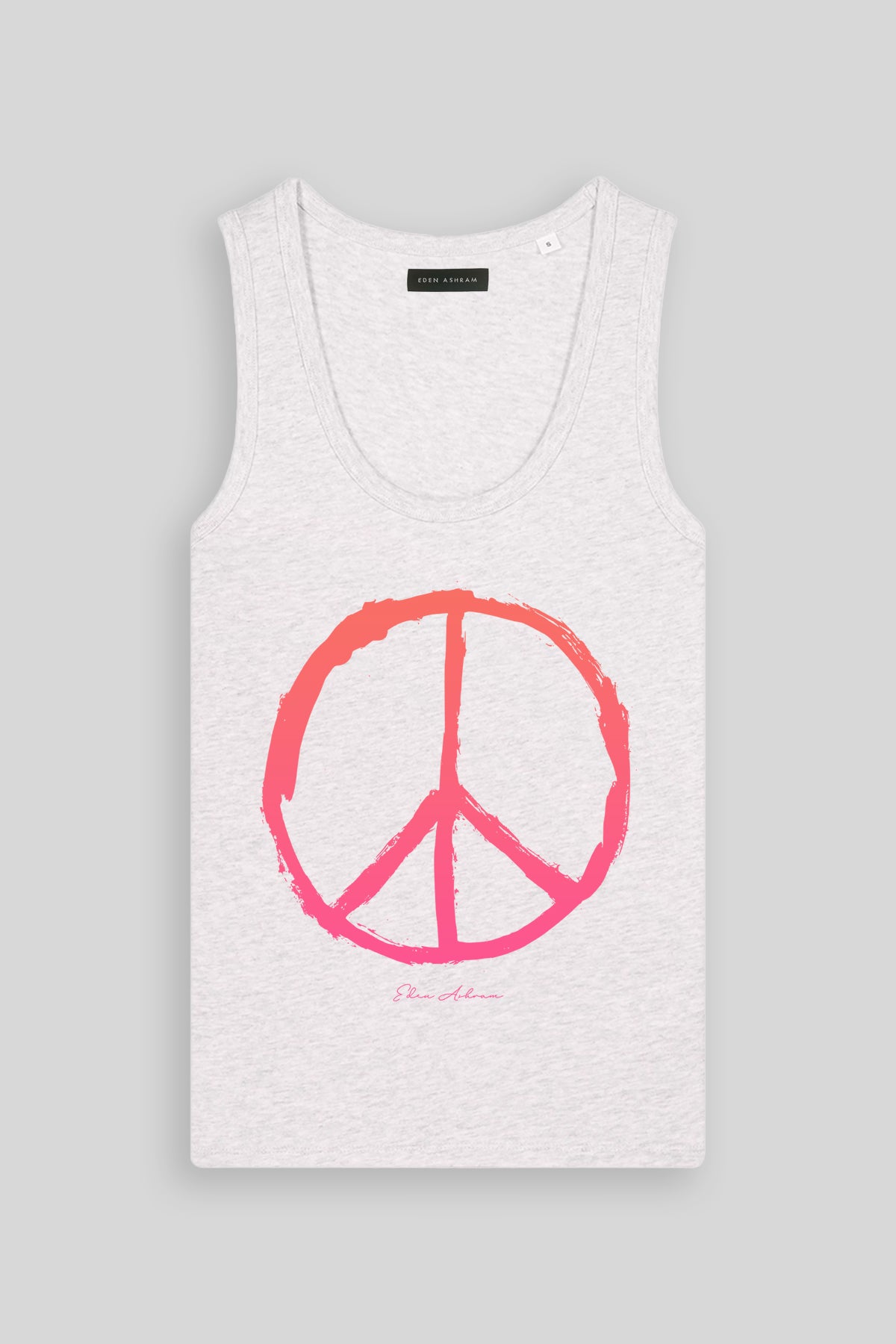 Eden Ashram Peace Symbol Premium Fitted Tank Top Heather Grey