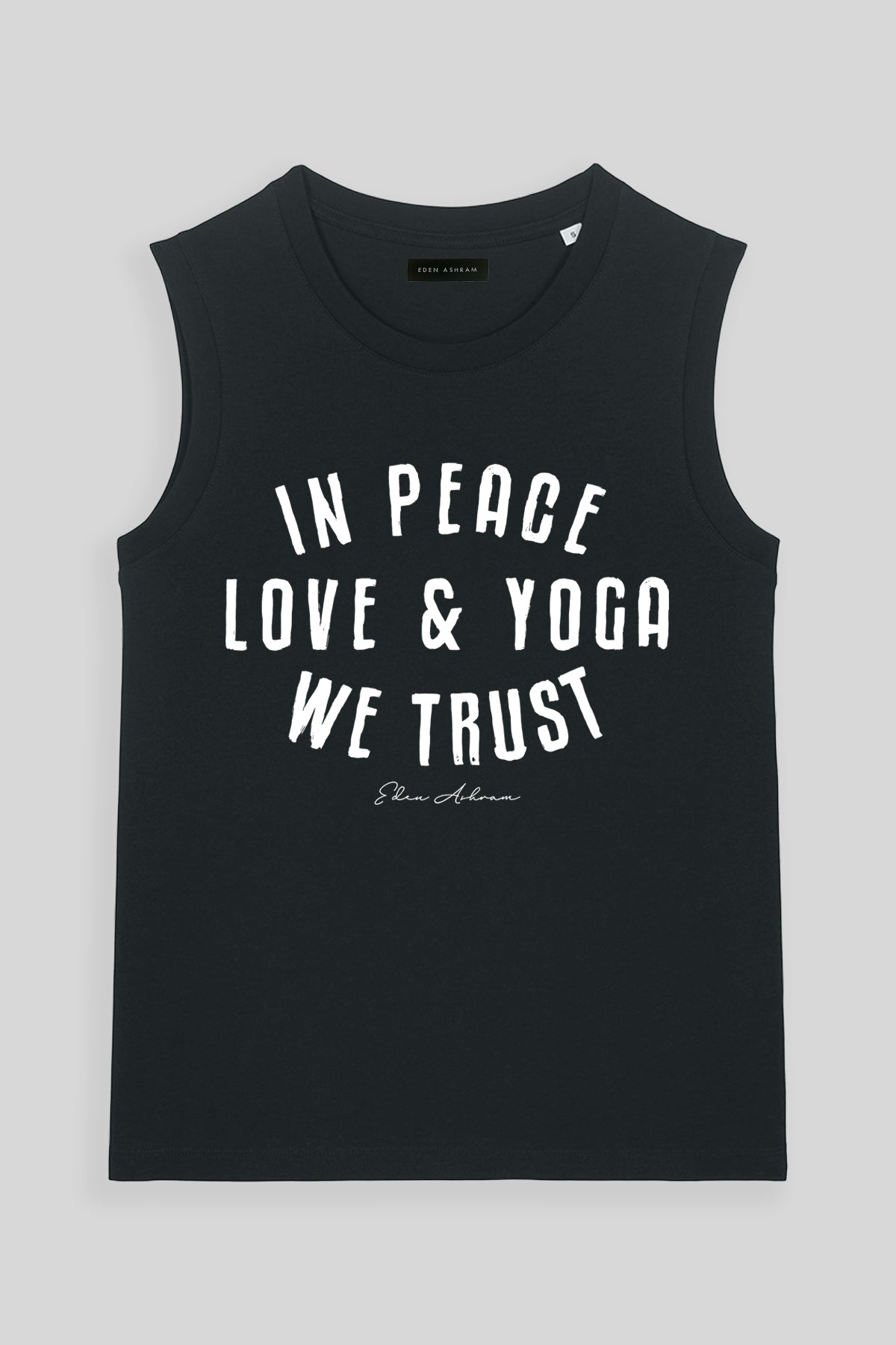 Eden Ashram In Peace, Love & Yoga We Trust Venice Tank Black