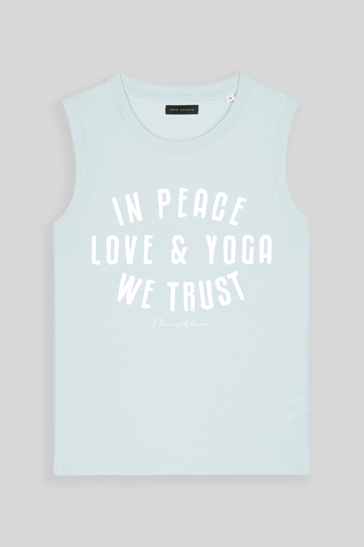 Eden Ashram In Peace, Love & Yoga We Trust Venice Tank Blue Ice