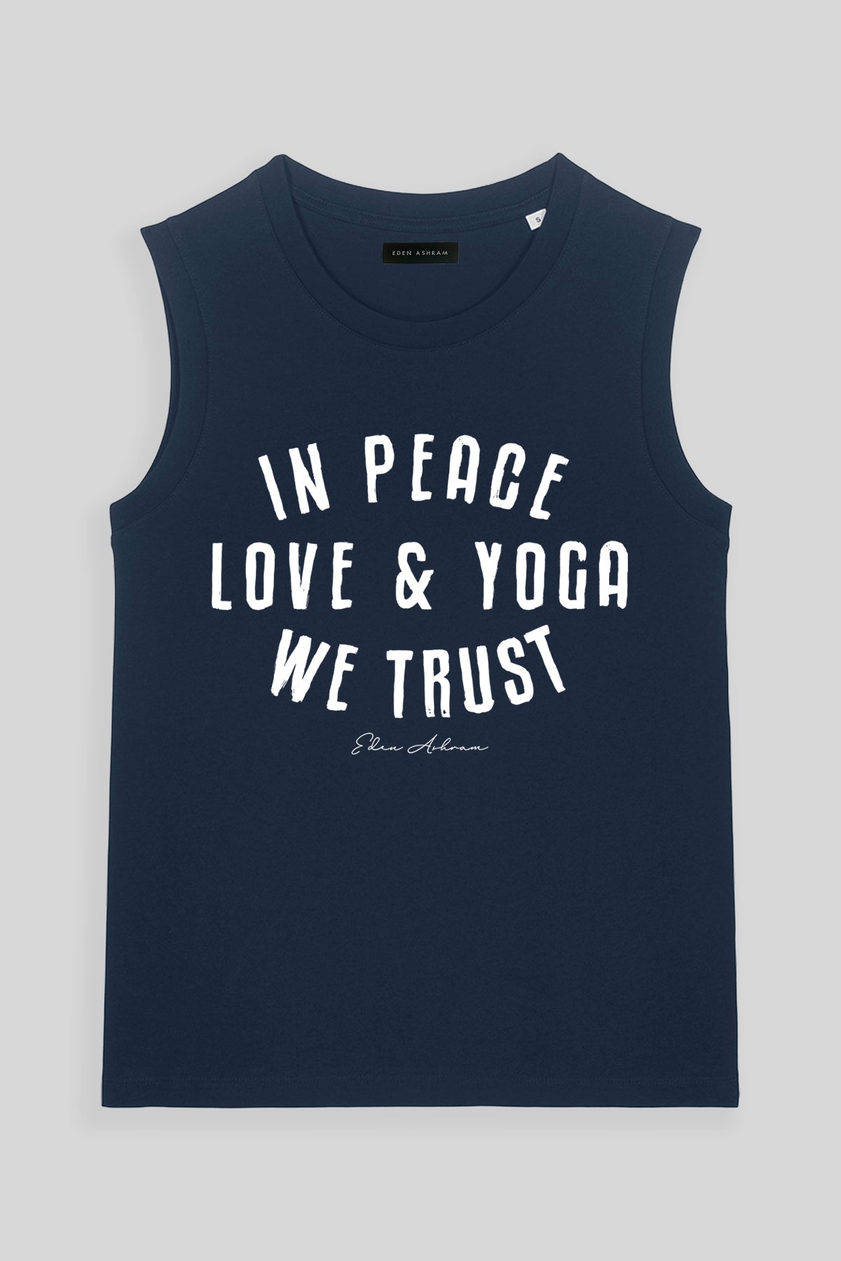 Eden Ashram In Peace, Love & Yoga We Trust Venice Tank French Navy
