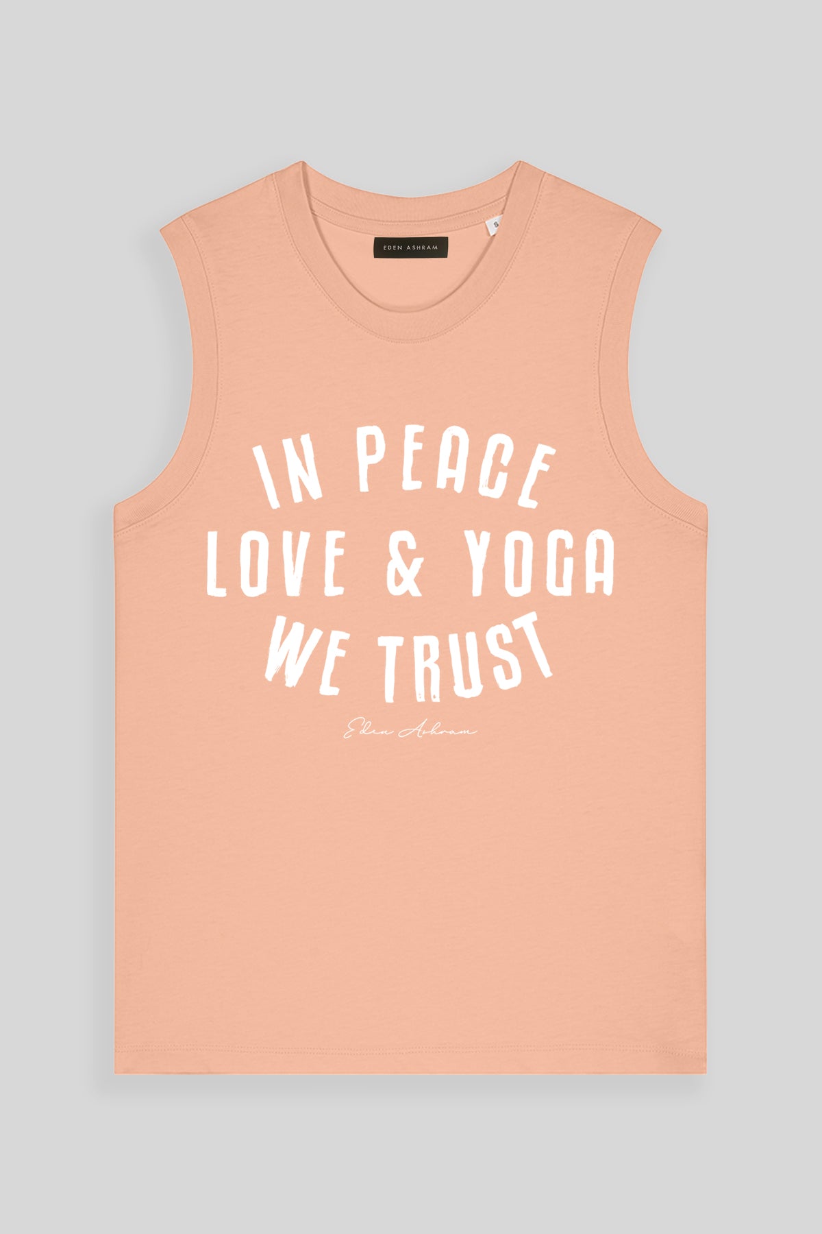 Eden Ashram In Peace, Love & Yoga We Trust Venice Tank Peach