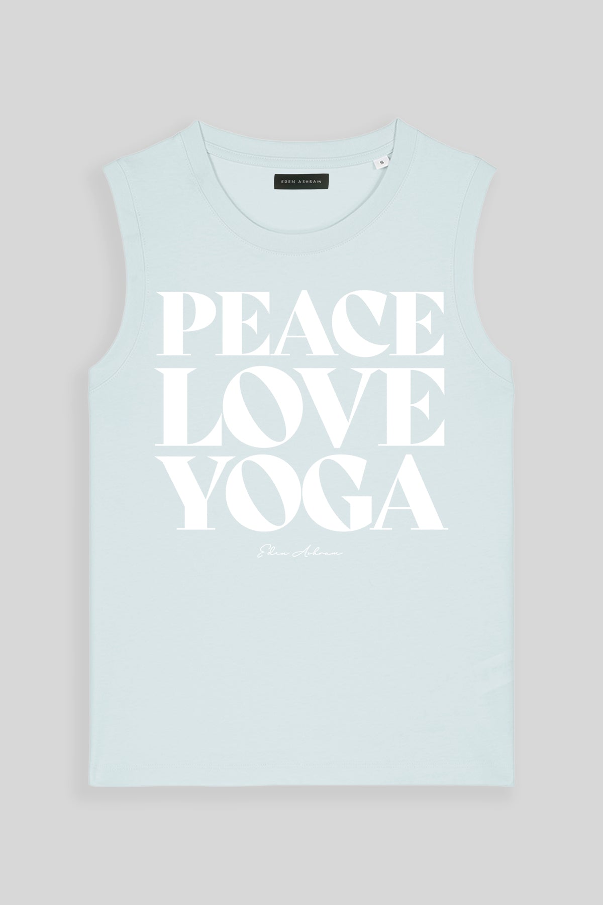 Eden Ashram Peace, Love, Yoga Venice Tank Blue Ice