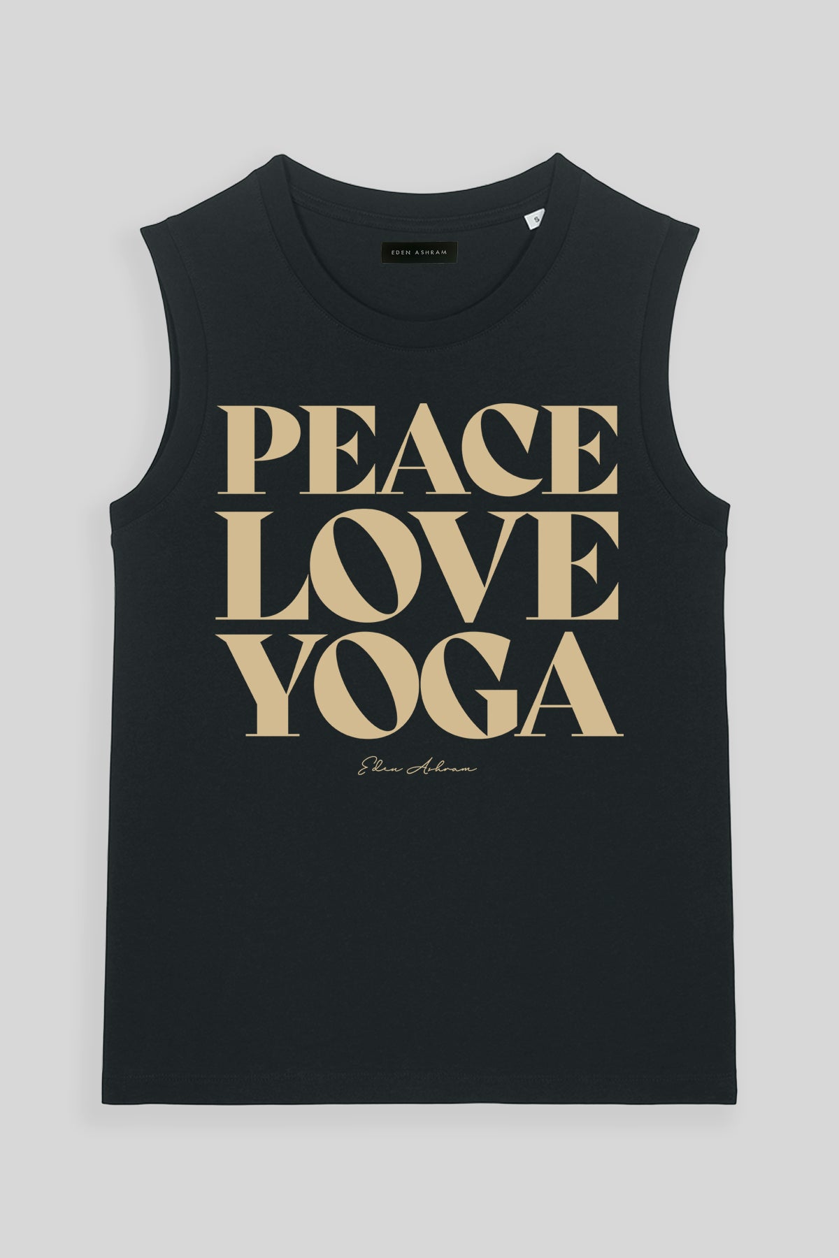 Eden Ashram Peace, Love, Yoga Venice Tank Black