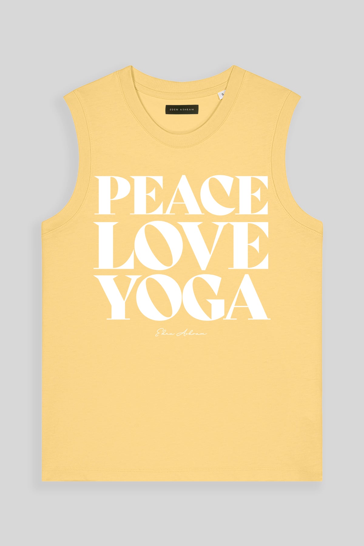 Eden Ashram Peace, Love, Yoga Venice Tank Viva Yellow