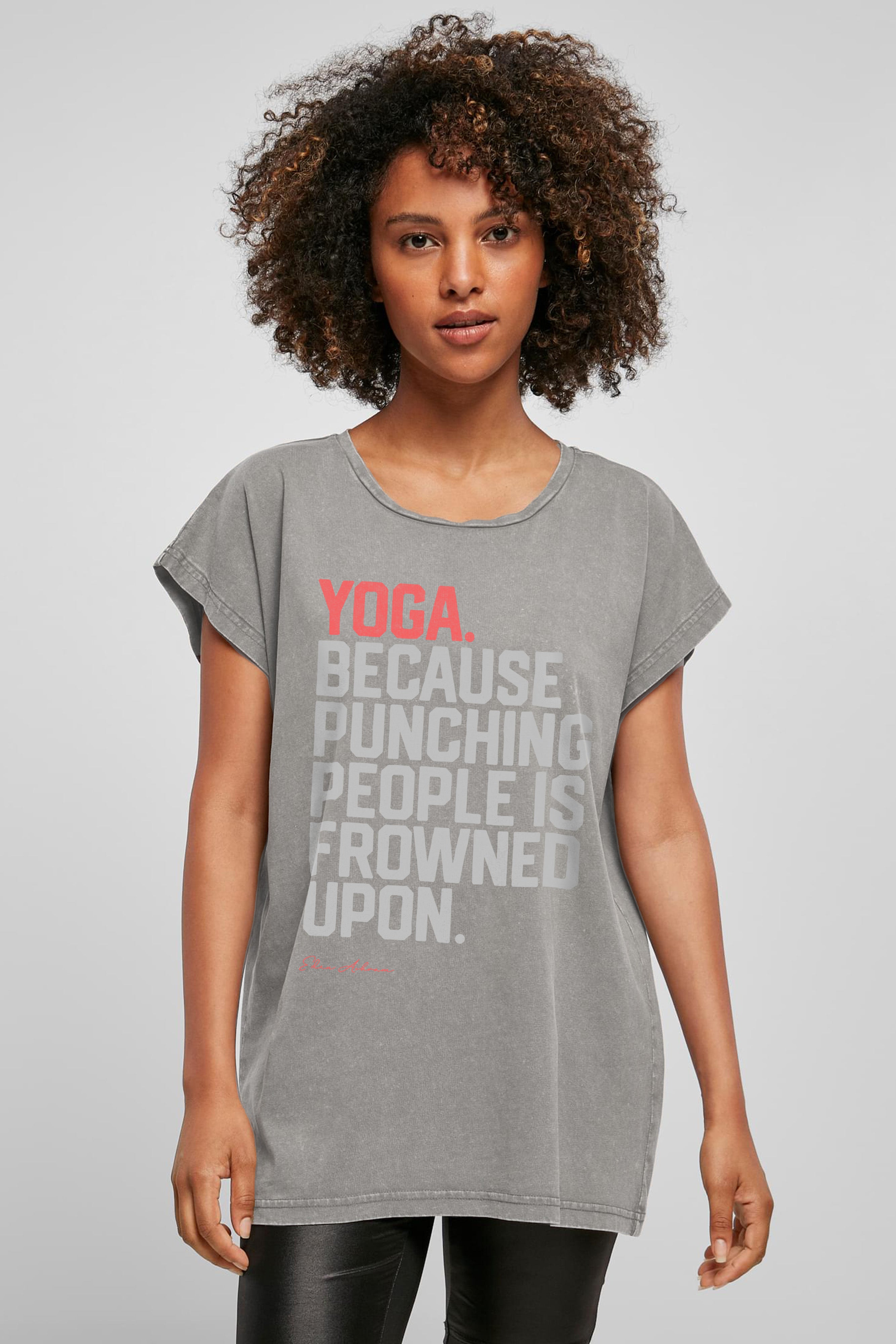 Eden Ashram YOGA Because Punching People Is Frowned Upon Premium Relaxed Boyfriend T-Shirt