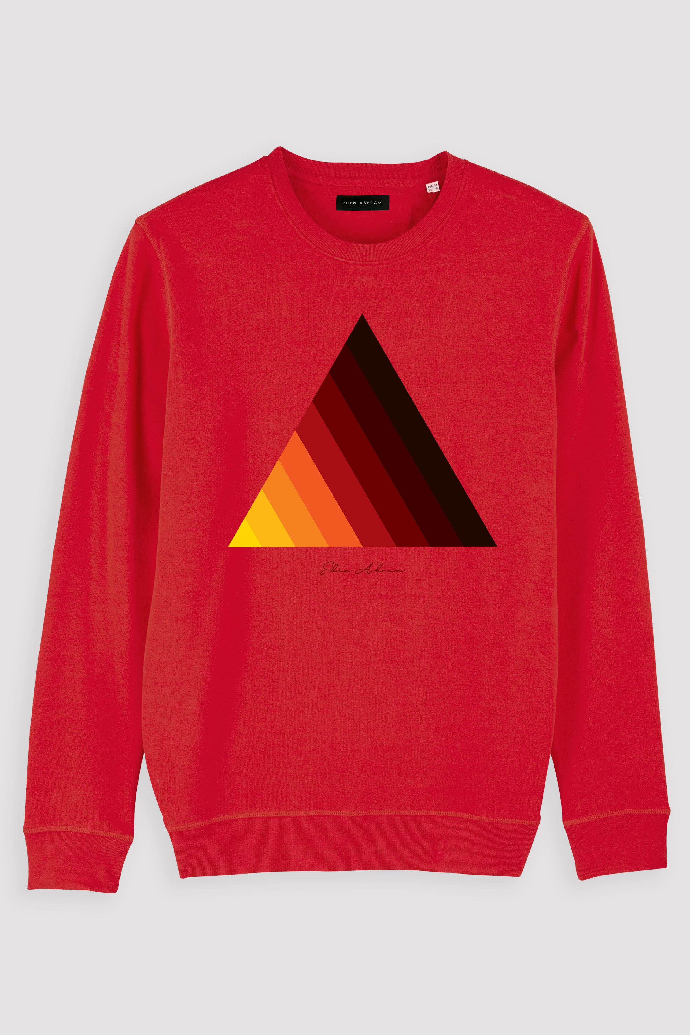 EDEN ASHRAM Retro Pyramid Premium Crew Neck Sweatshirt Red