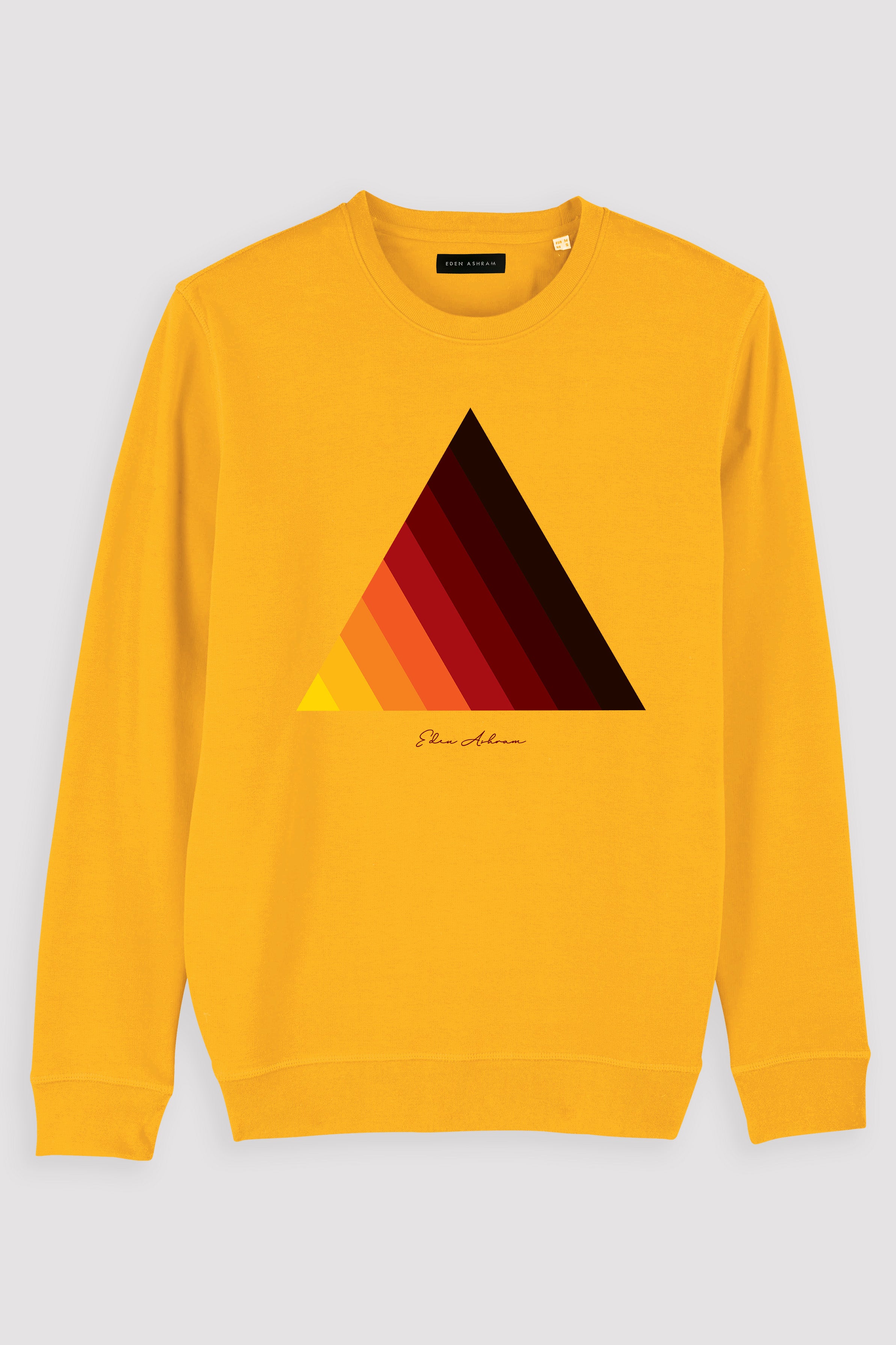 EDEN ASHRAM Retro Pyramid Premium Crew Neck Sweatshirt Spectra Yellow
