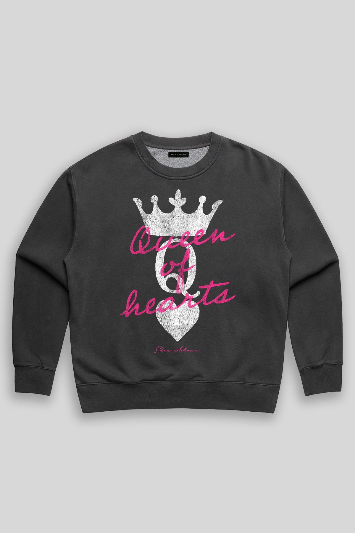 Eden Ashram Queen Of Hearts Faded Sweatshirt Faded Black