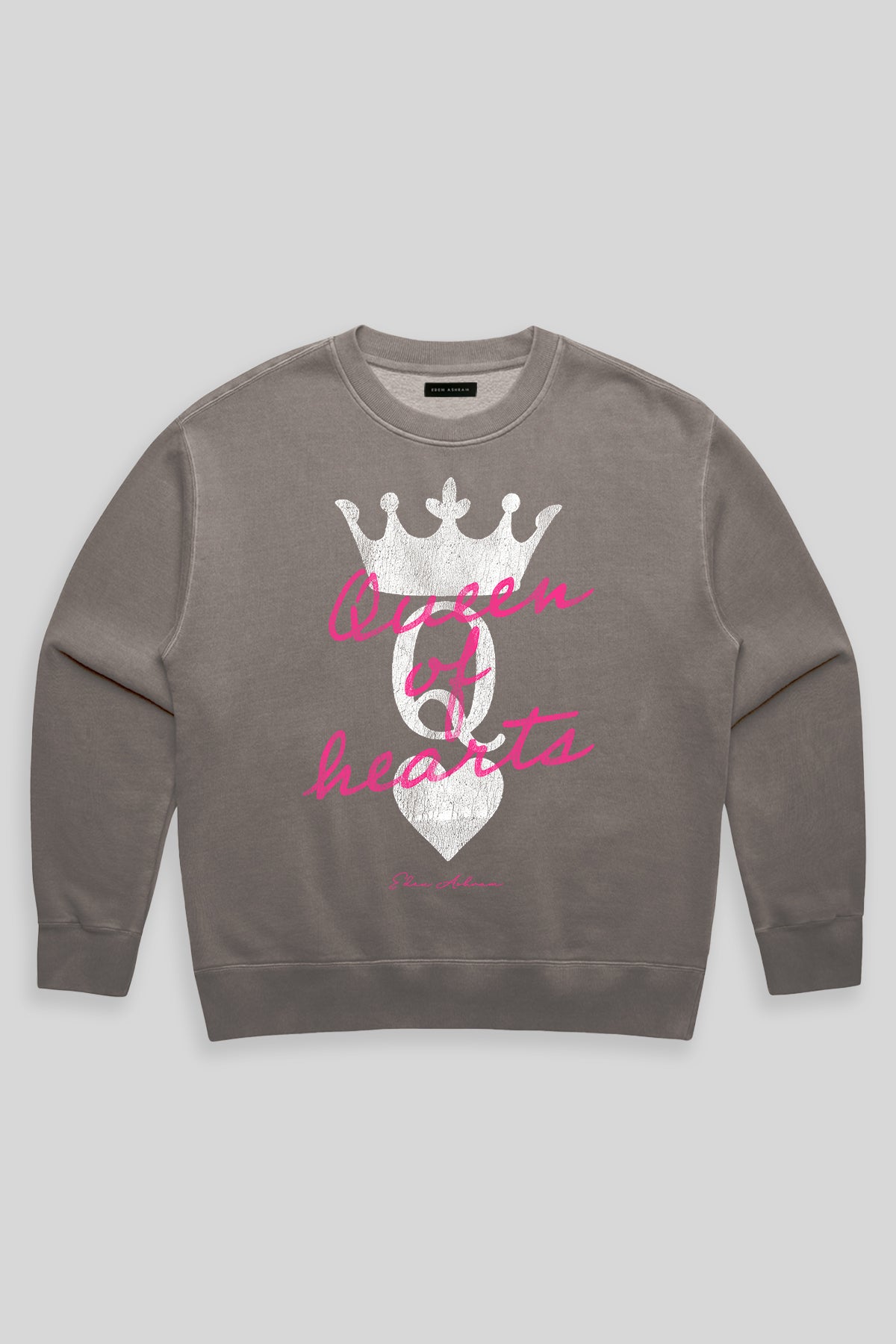 Eden Ashram Queen Of Hearts Faded Sweatshirt Faded Grey