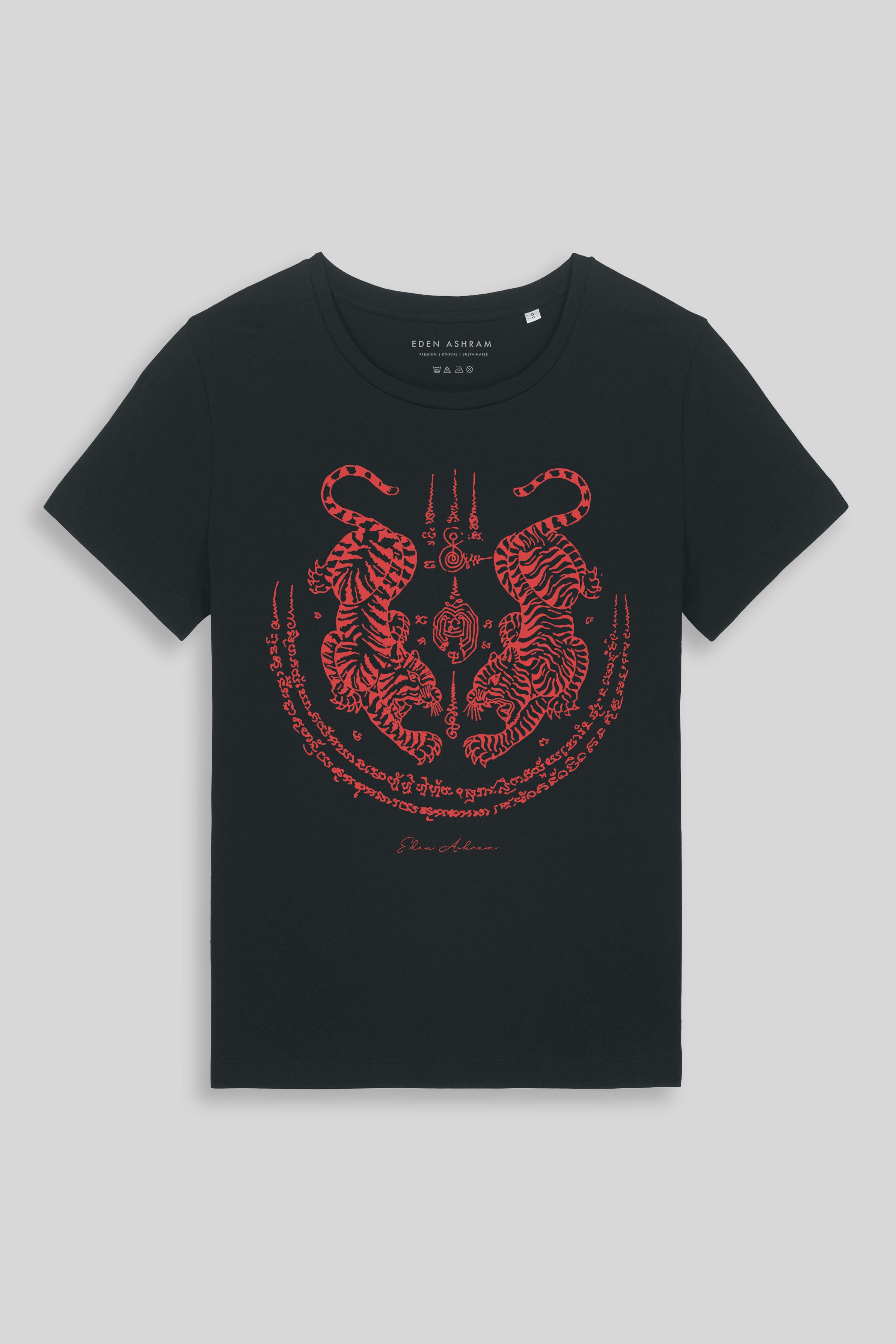 Eden Ashram Sak Yant Suea Koo (Twin Tigers) Hampton T-Shirt Black